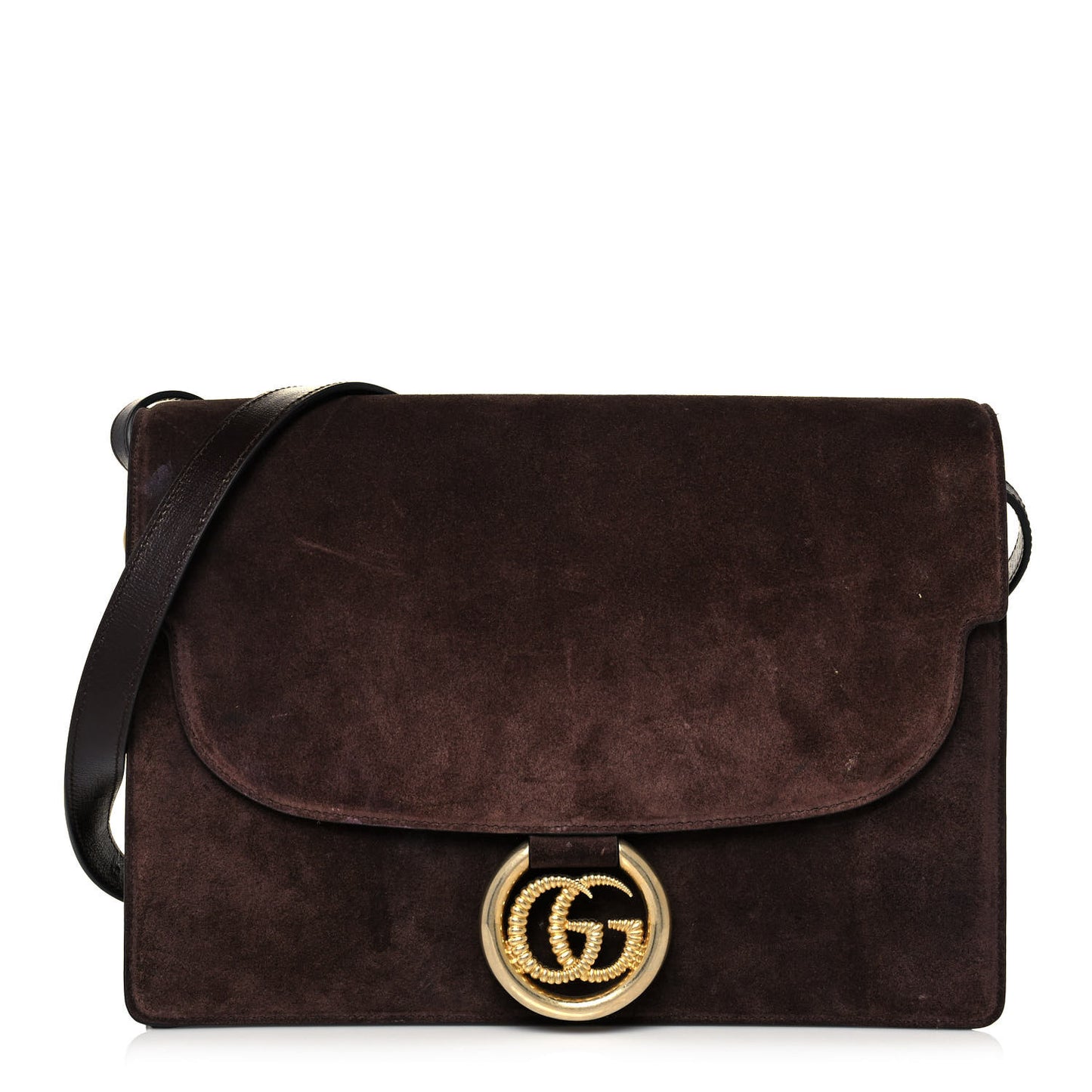 Suede Medium Torchon GG Ring Shoulder Bag Reflex Brown