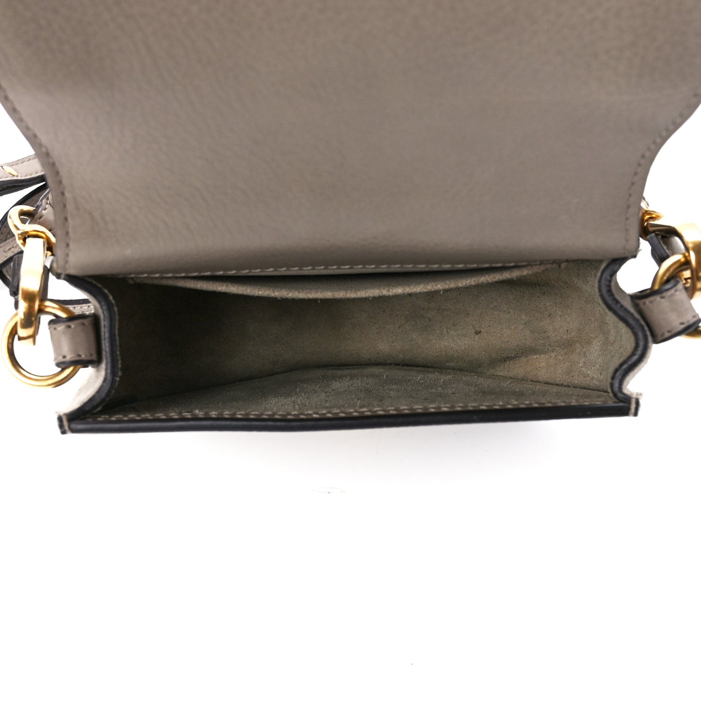 Calfskin Suede Small Nile Bracelet Bag Motty Grey