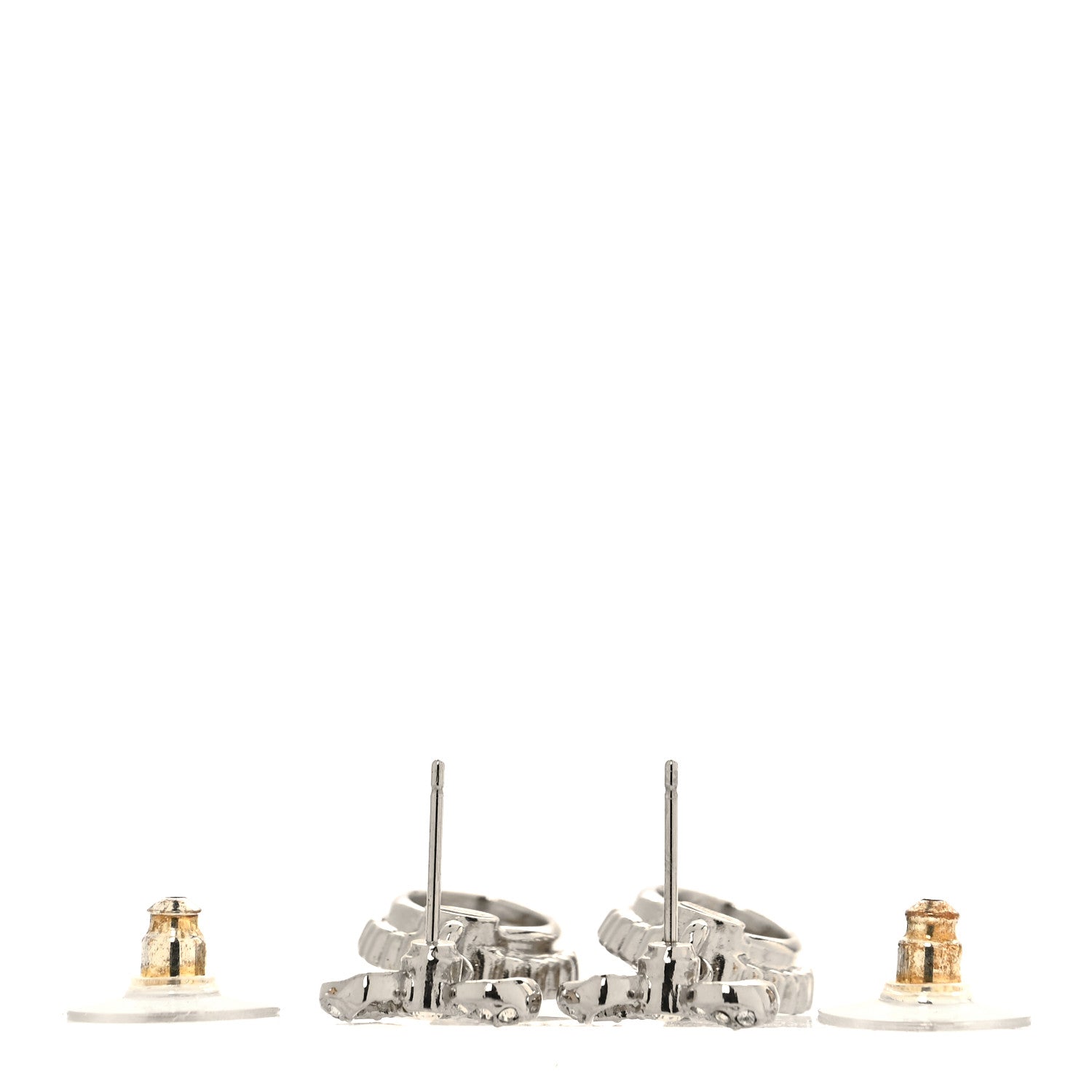 Chanel Crystal CC Bow Drop Earrings Silver 3 of 5