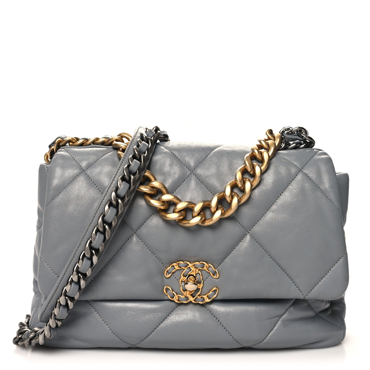 Lambskin Quilted Large Chanel 19 Flap Grey