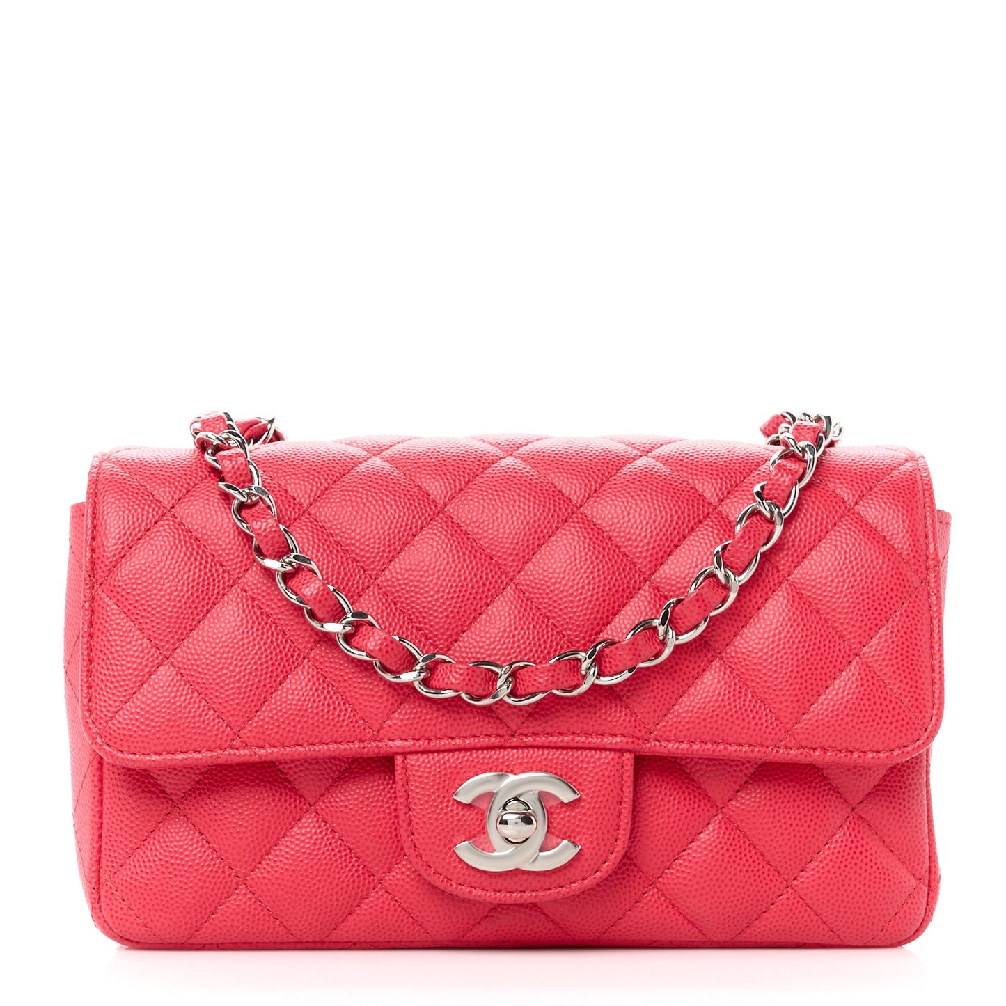 Caviar Quilted Mini Rectangular Flap Dark Pink