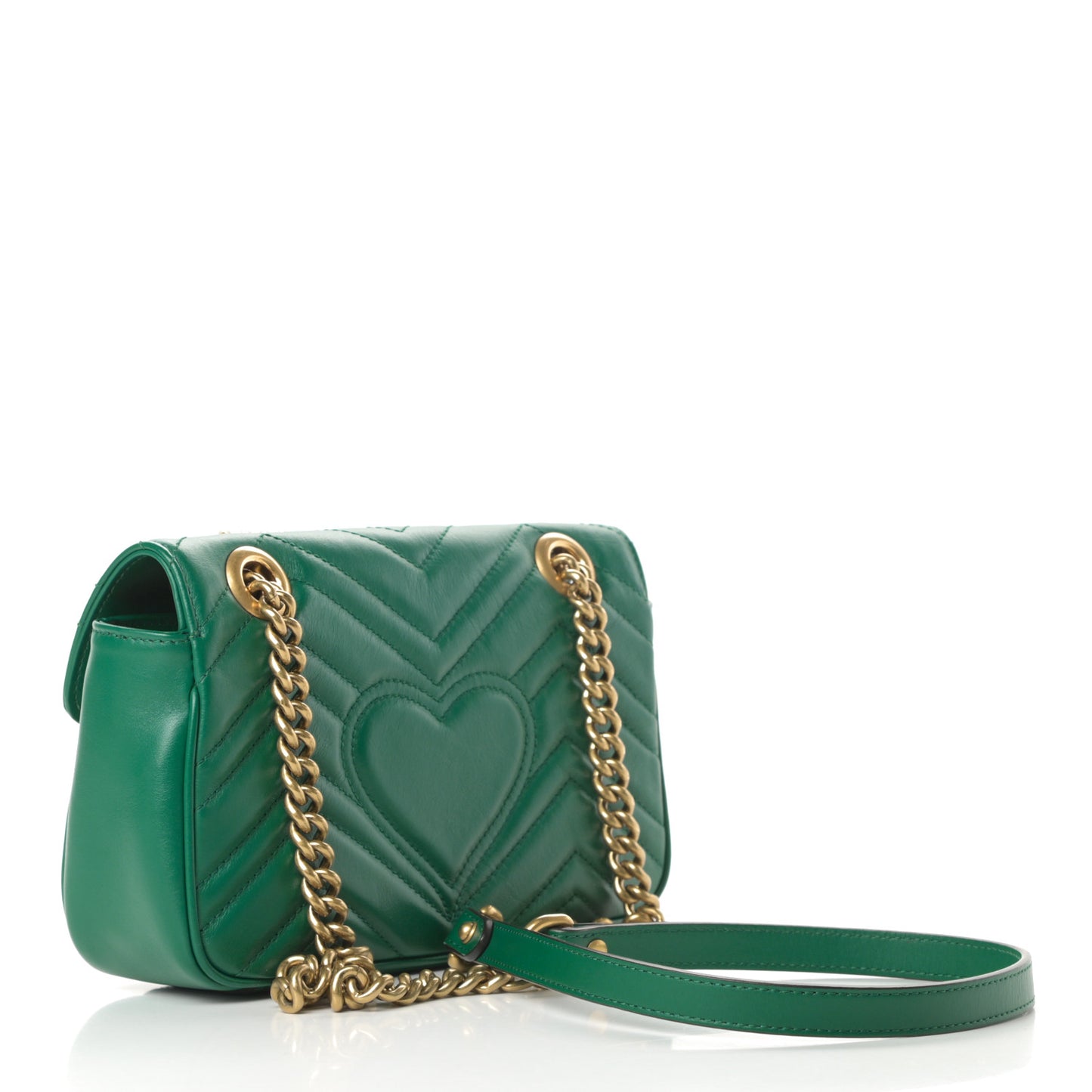 Calfskin Matelasse Mini GG Marmont Shoulder Bag Emerald Green