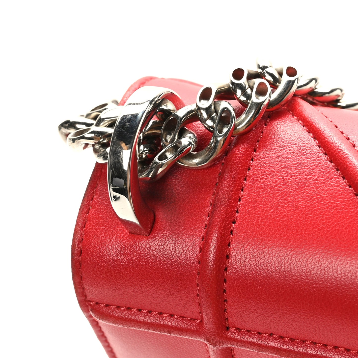 Lambskin Crystal Feather Medium Diorama Flap Bag Red