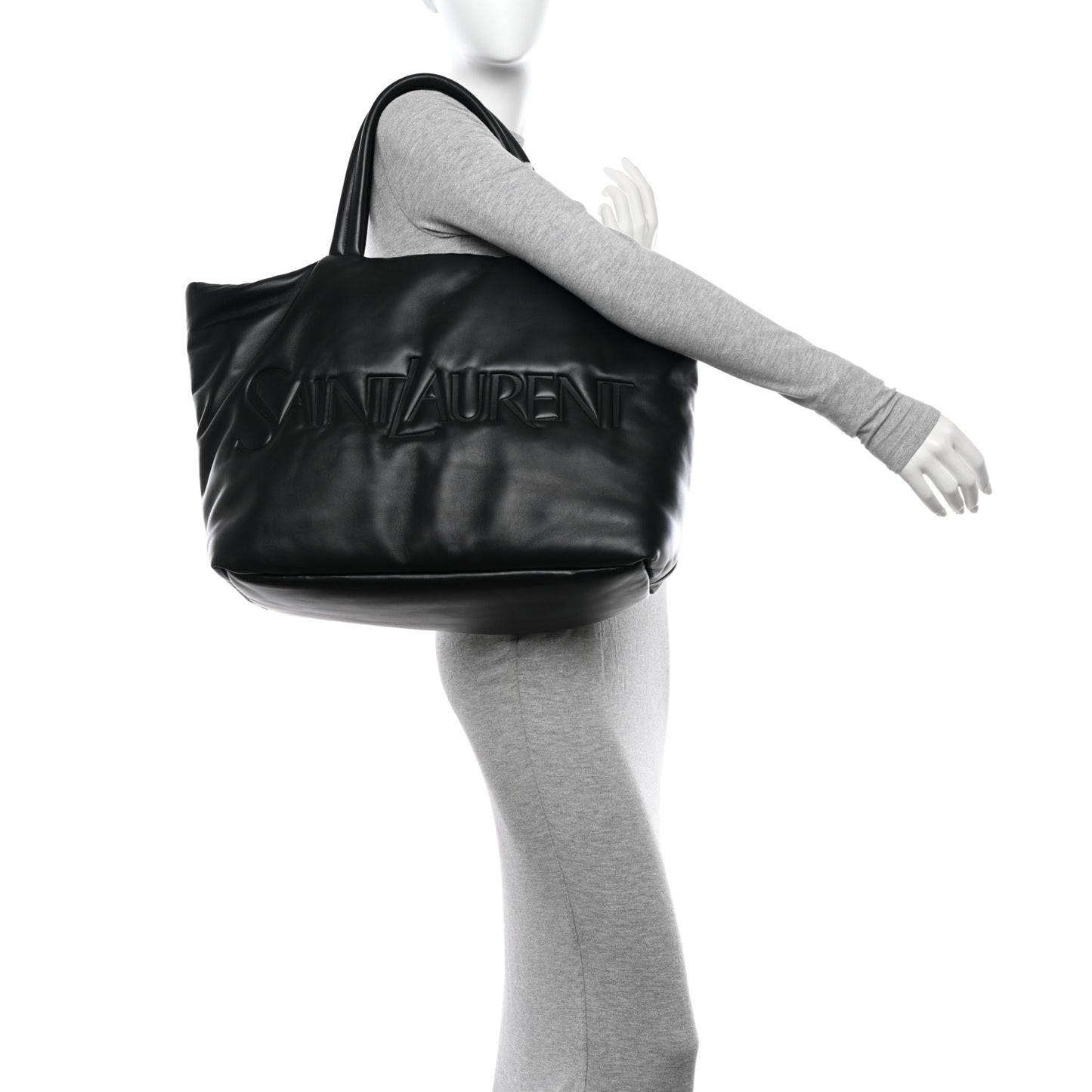 Lambskin Wide Puffer Tote Black