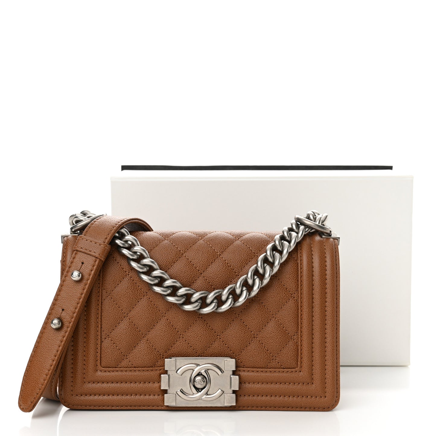 Caviar Quilted Small Boy Flap Brown