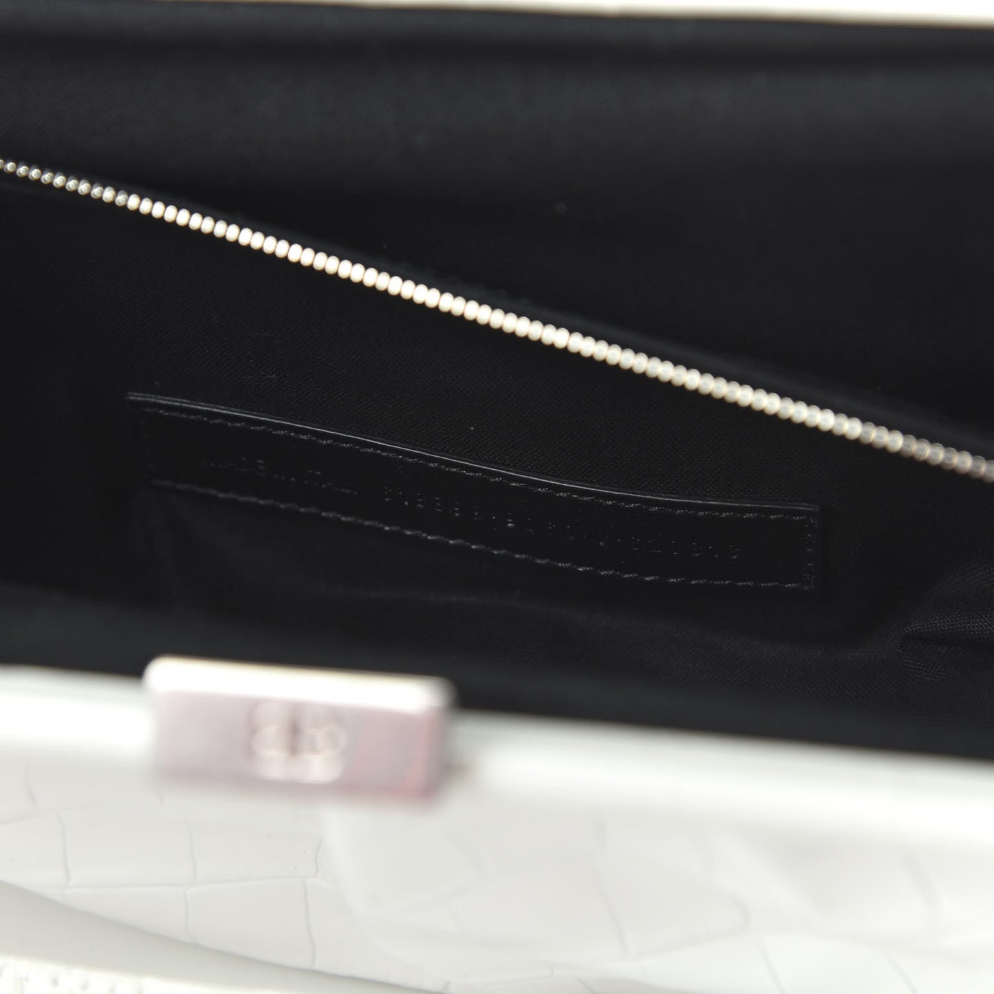 Shiny Supple Calfskin Logo Crocodile Embossed XL Cloud Clutch White