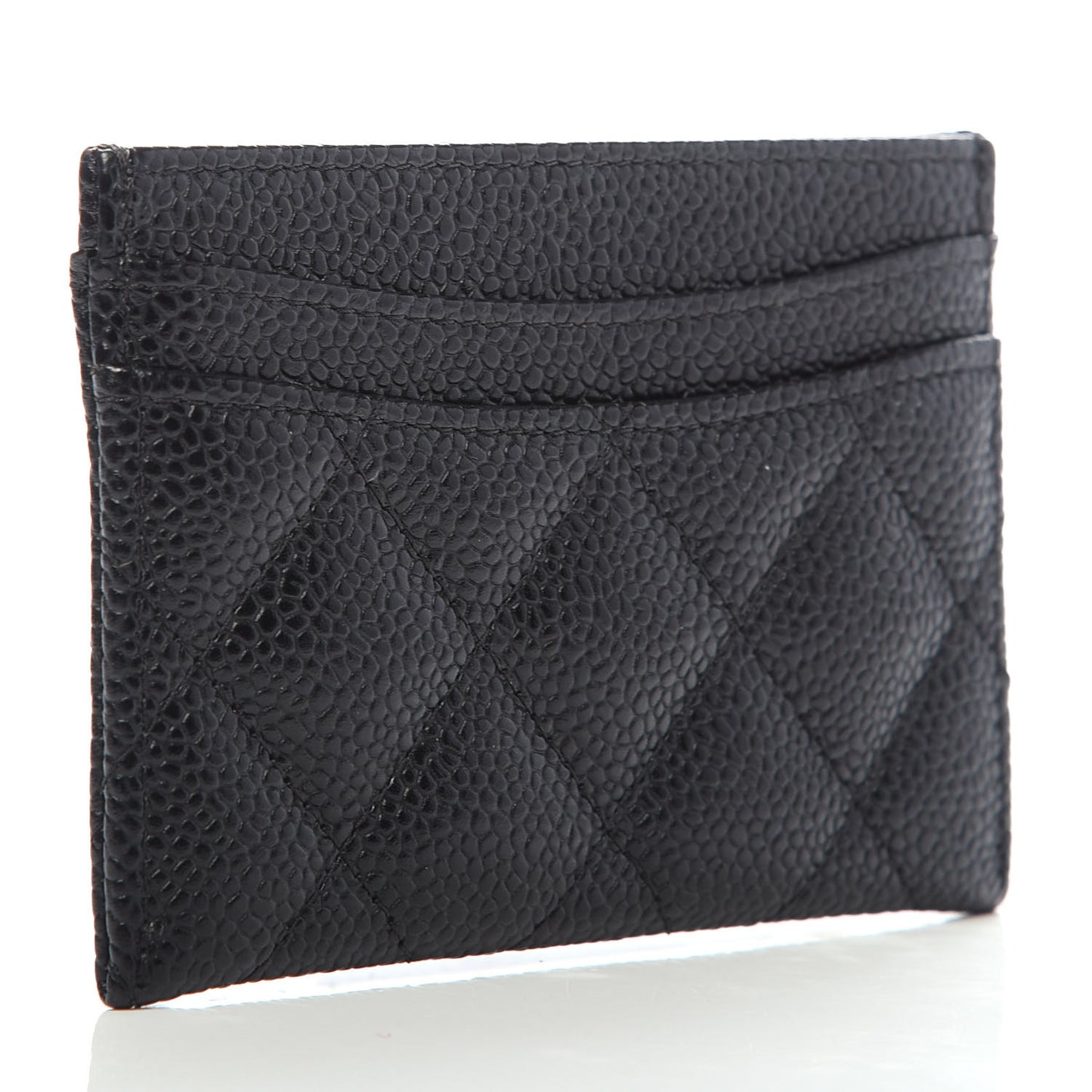 Caviar Quilted Card Holder Black
