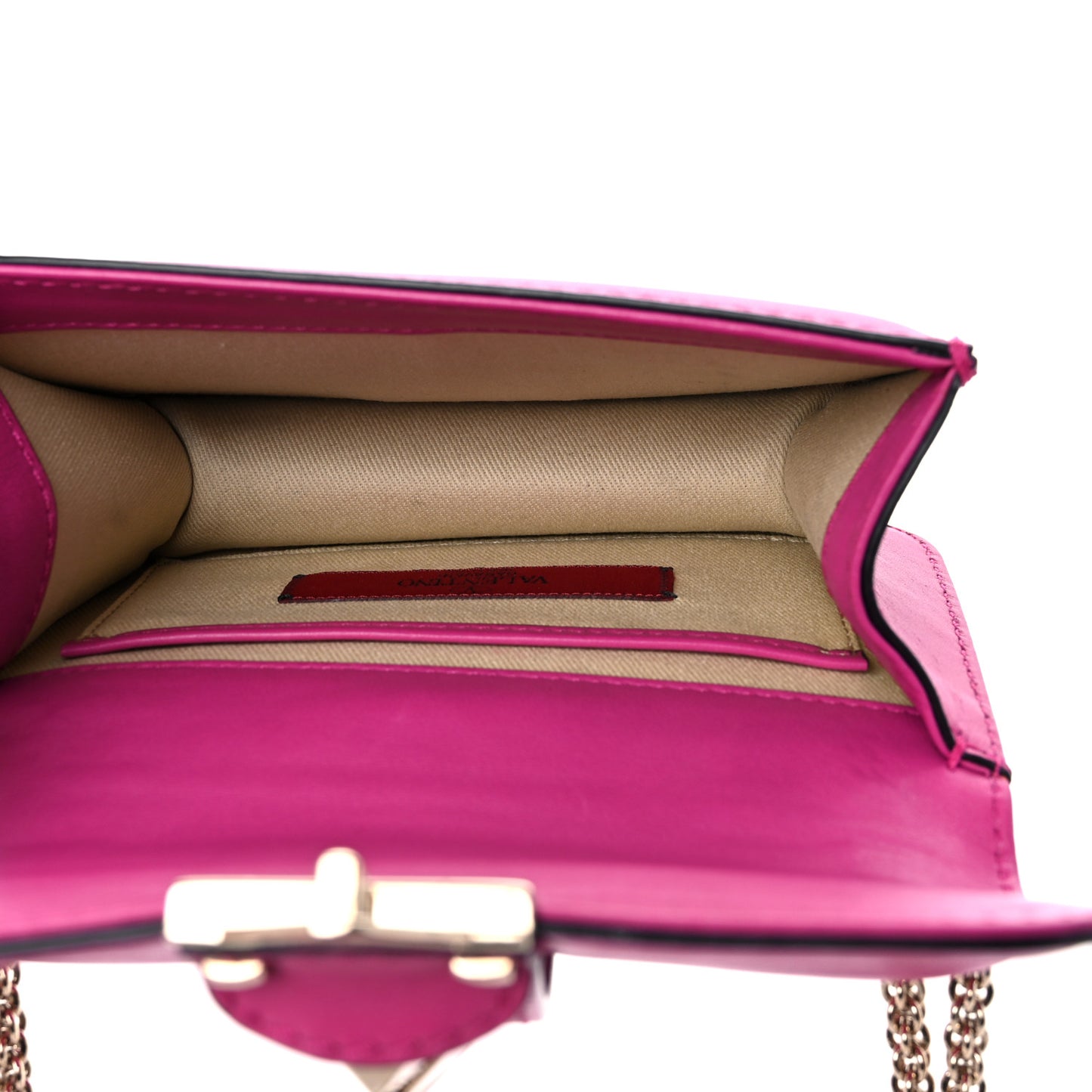 Vitello Mini Glam Lock Rockstud Flap Fuxia