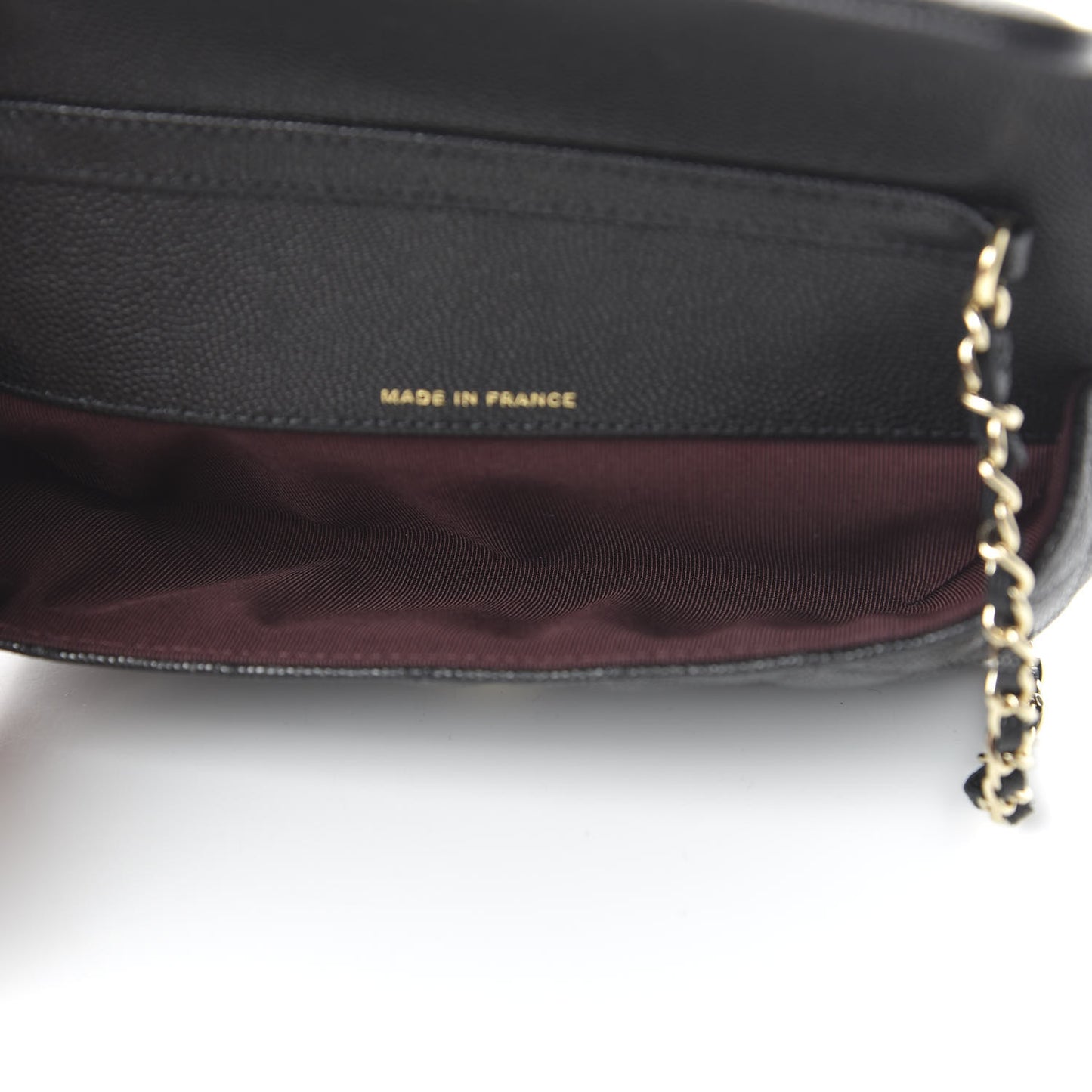 Caviar Quilted Glasses Case With Chain Black