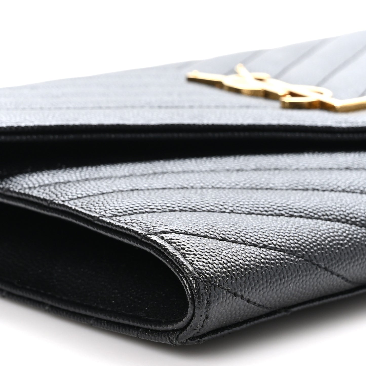 Grain De Poudre Matelasse Chevron Monogram Envelope Clutch Black