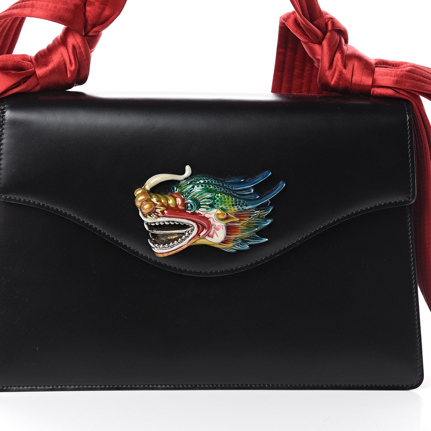 Calfskin Naga Dragon Small Shoulder Bag Black