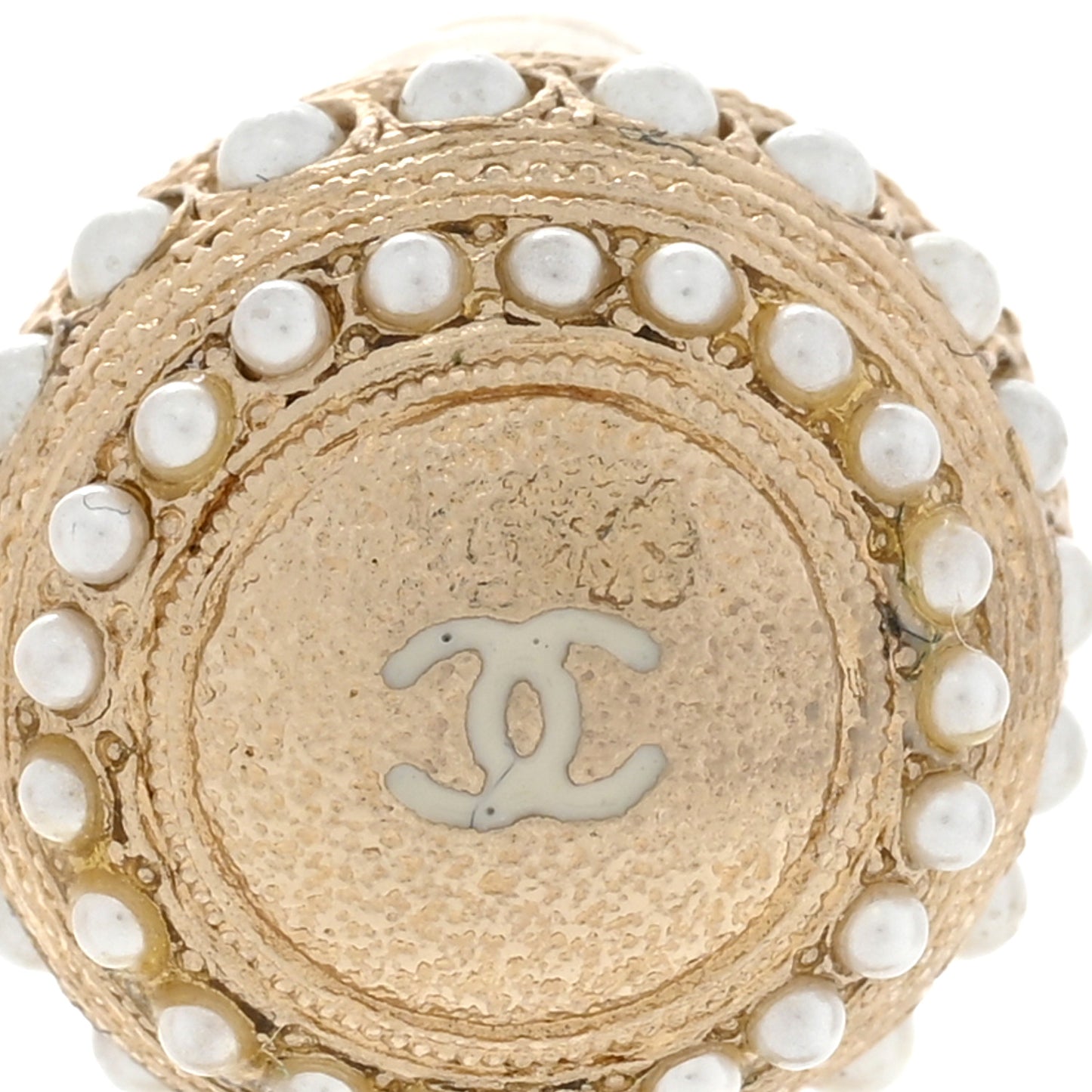 Pearl CC Drop Earrings Light Gold