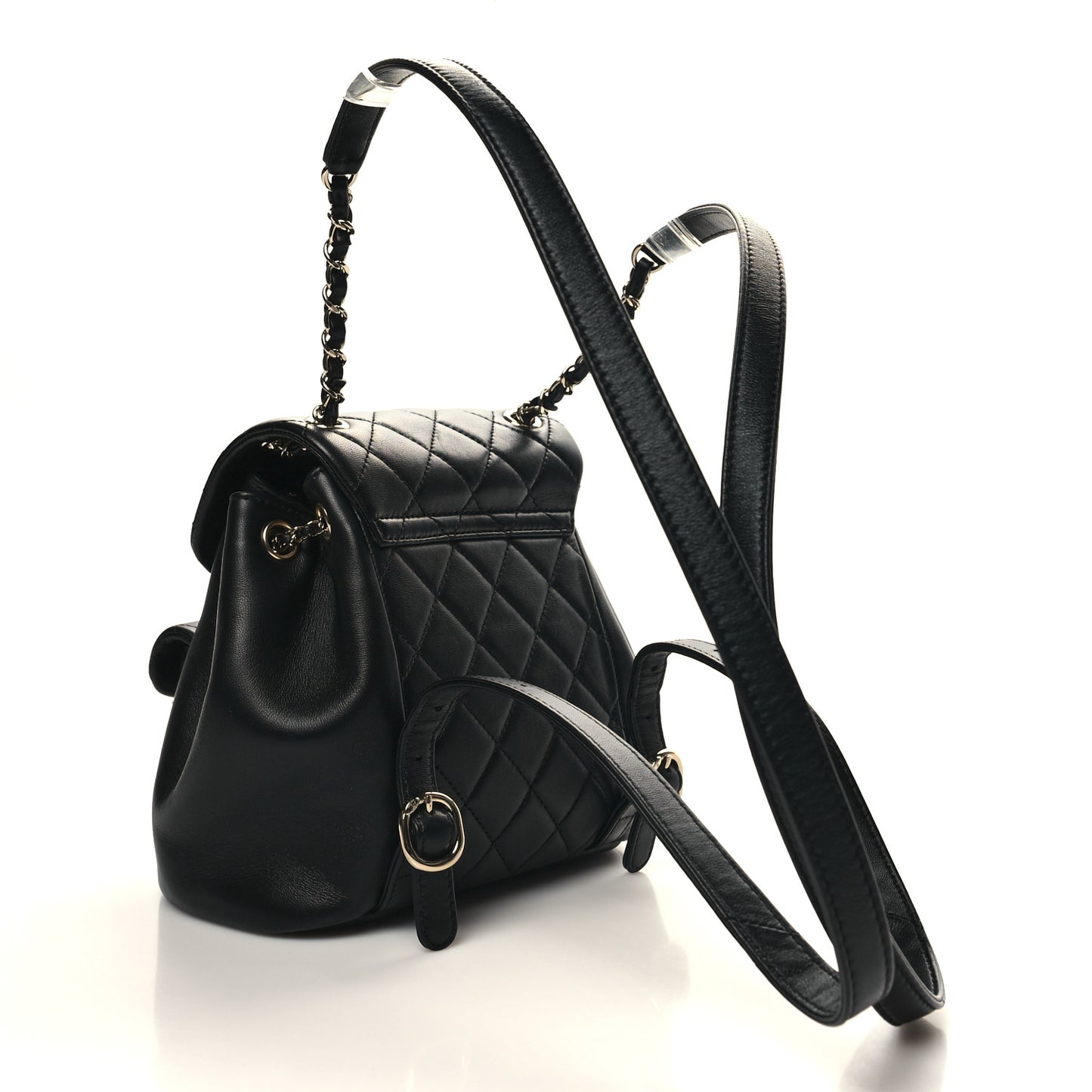 Lambskin Quilted Small Duma Drawstring Backpack Black