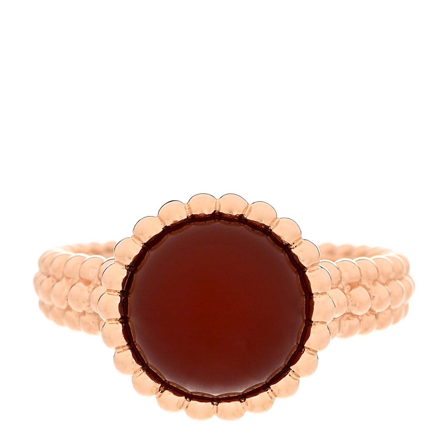 Van Cleef Arpels 18K Rose Gold Carnelian Perlee Couleurs Ring 54
