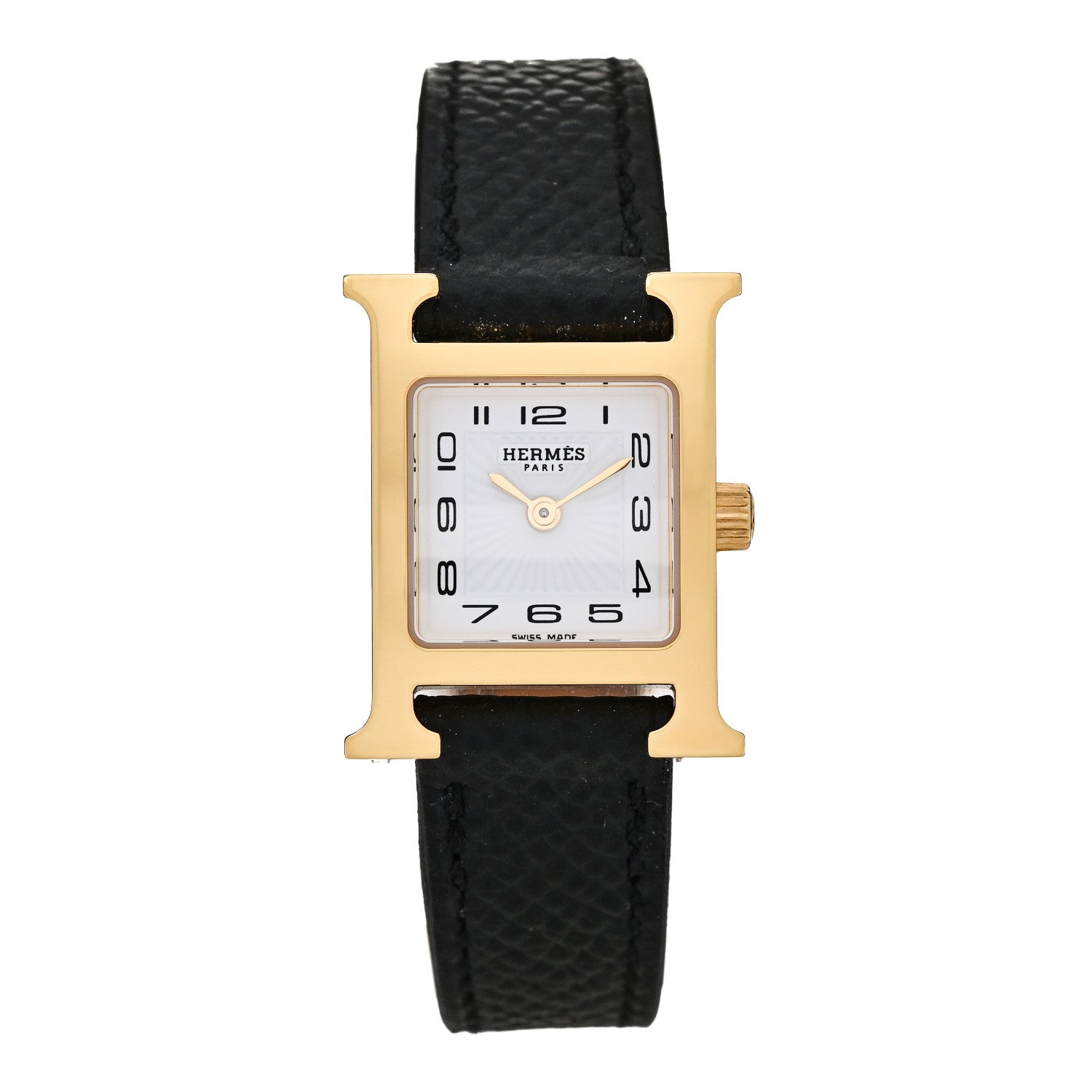 Hermes Stainless Steel Epsom 17.2mm Heure H Hour Quartz Watch Noir