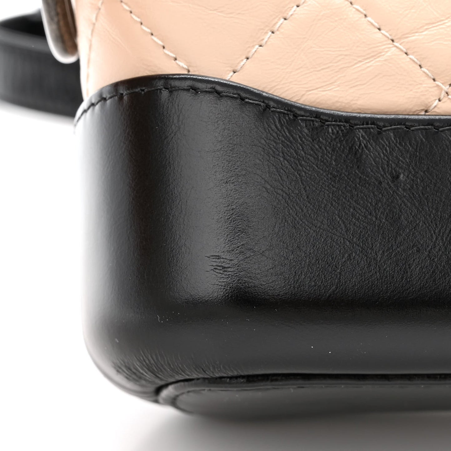 Aged Calfskin Quilted Small Gabrielle Hobo Beige Black