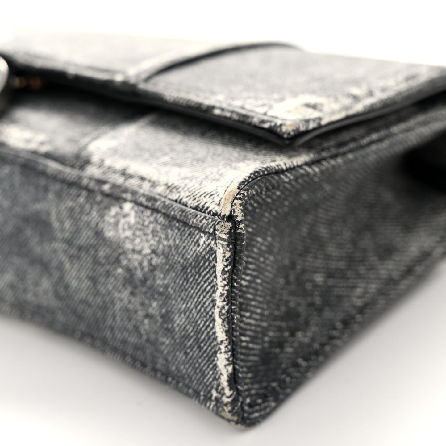 Nappa Denim Printed Hourglass Chain Bag Denim Black