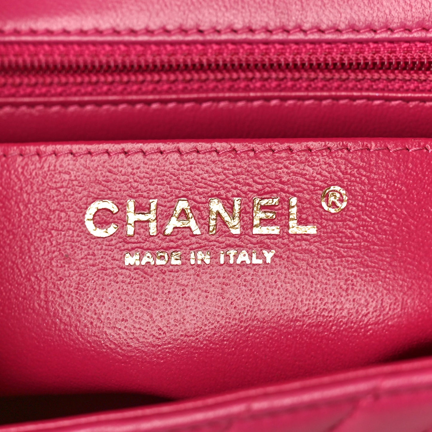 Lambskin Chevron Quilted Mini Square Flap Fuchsia