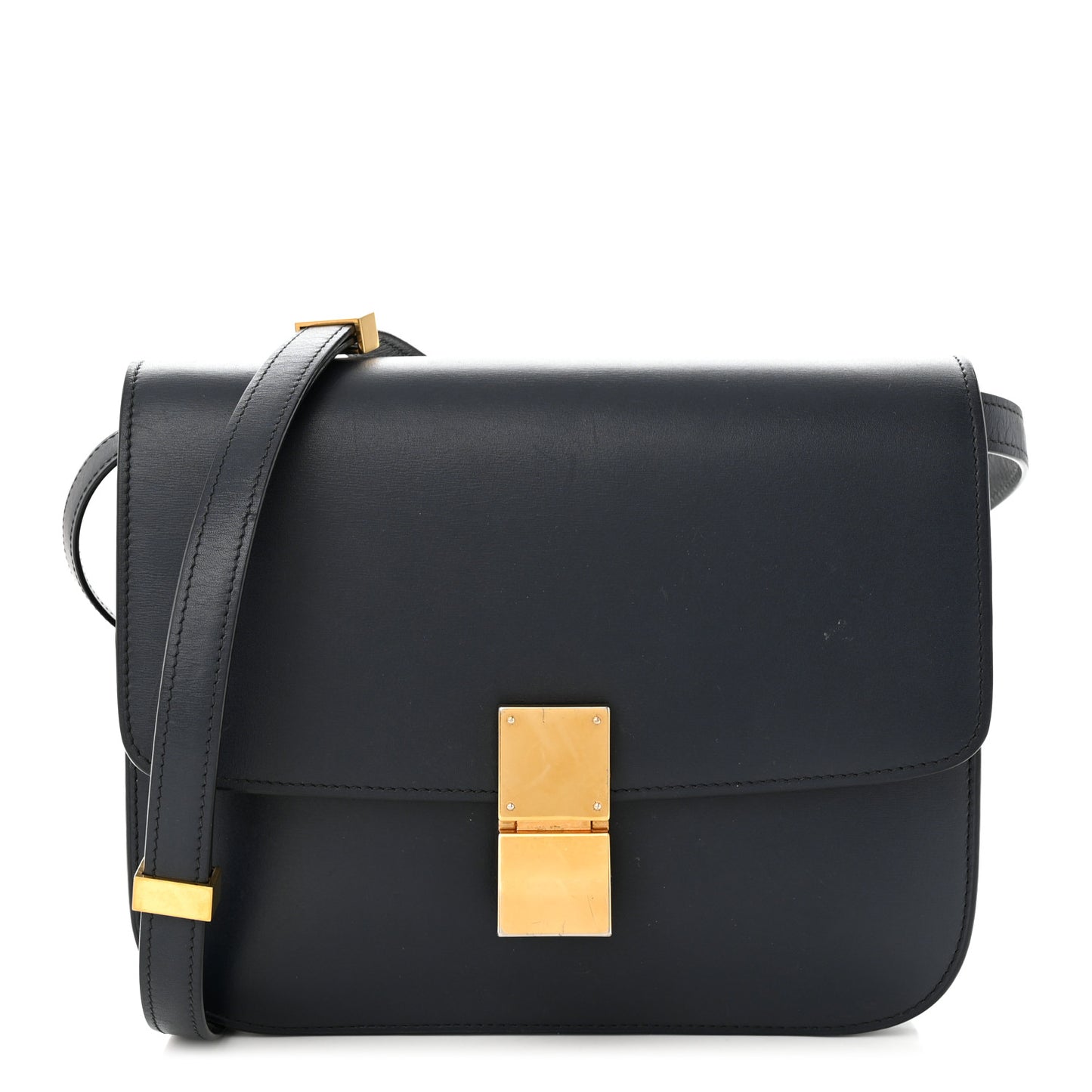 Box Calfskin Medium Classic Box Flap Bag Navy