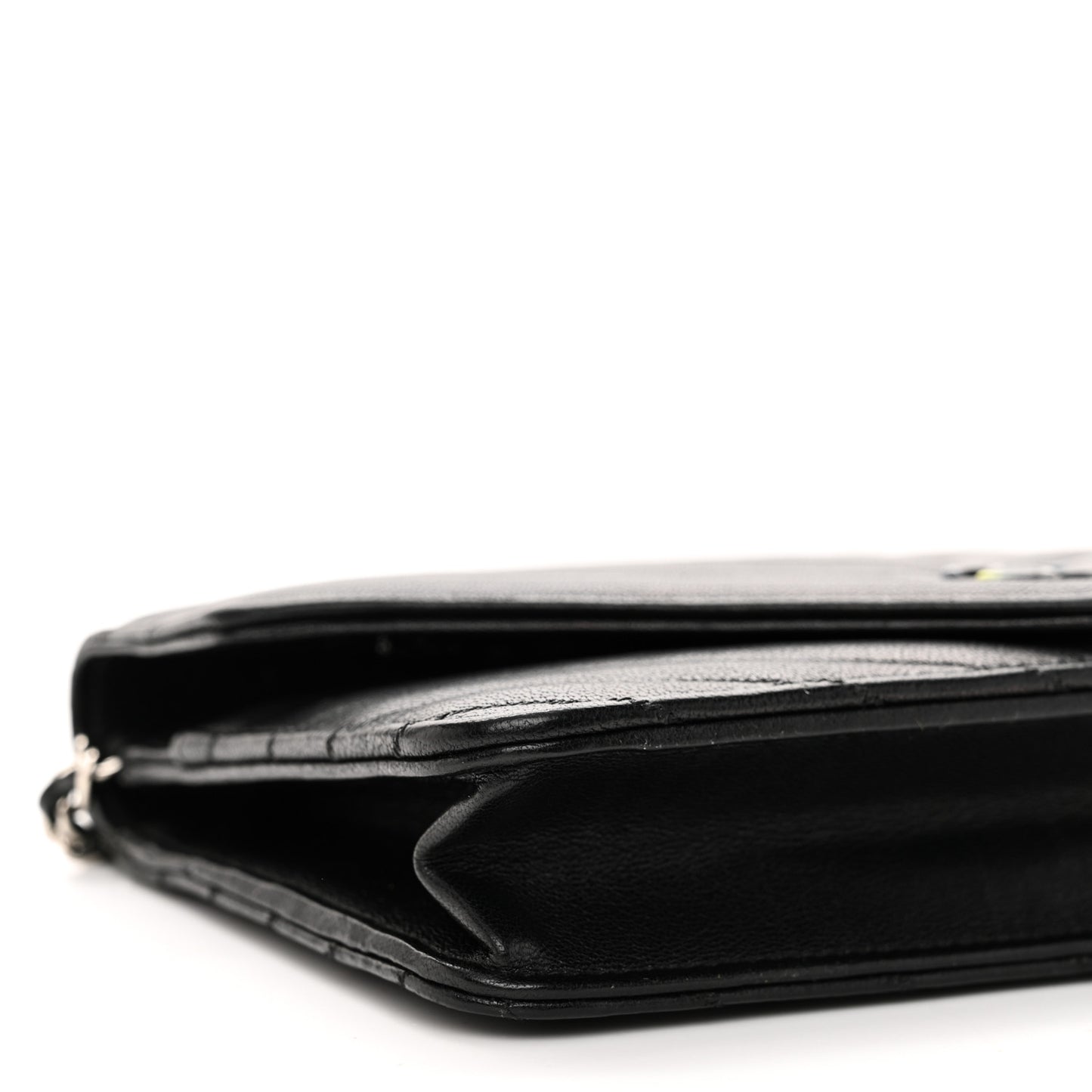 Sheepskin Chevron Wallet On Chain WOC Black