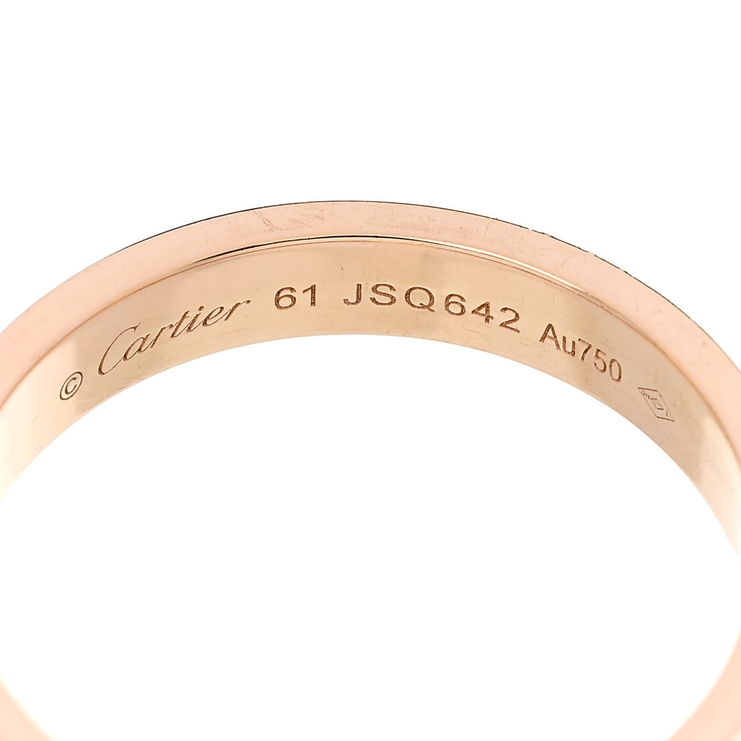 18K Pink Gold Diamond 4mm C De Cartier Wedding Band Ring 61 9.75