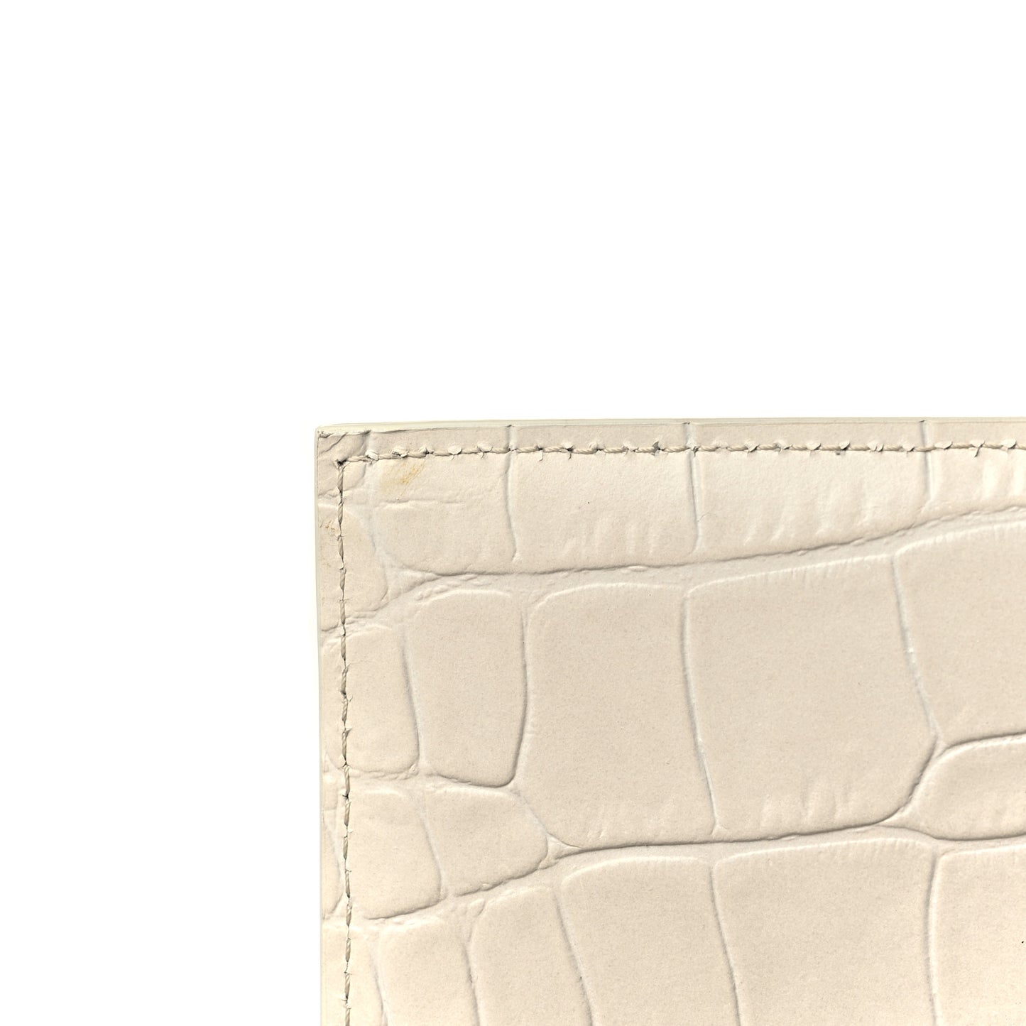 Shiny Calfskin Crocodile Embossed Knuckle Jeweled Crossbody White