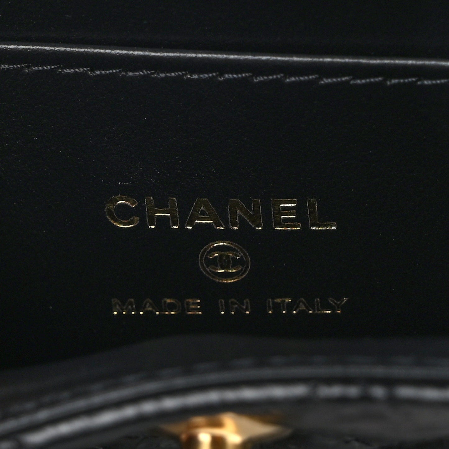 Shiny Aged Calfskin Quilted Mini Nano Kelly Shopper Black