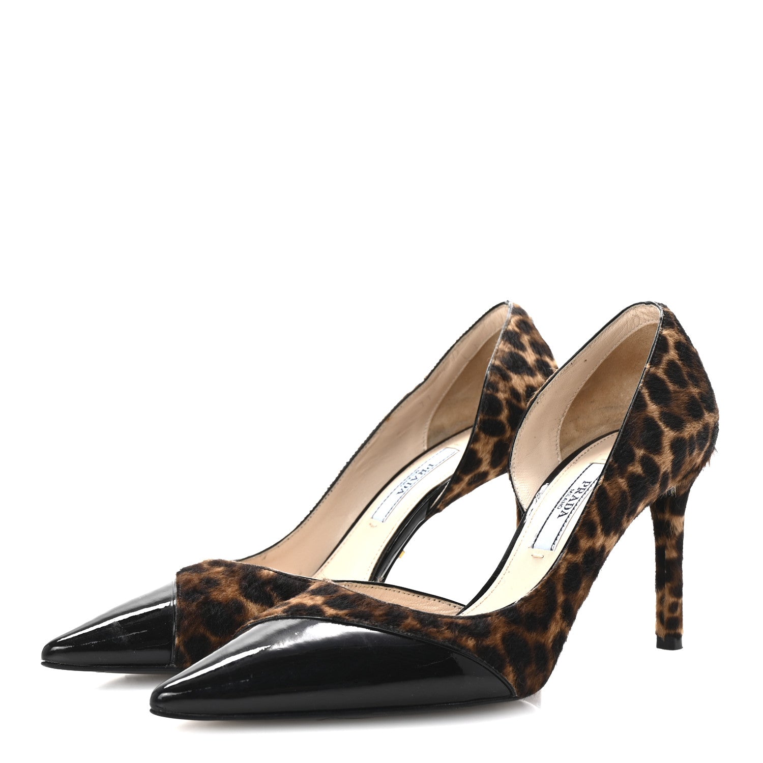 Prada Patent Pony Hair Leopard Print D'Orsay Pumps 35 Black 4 of 8