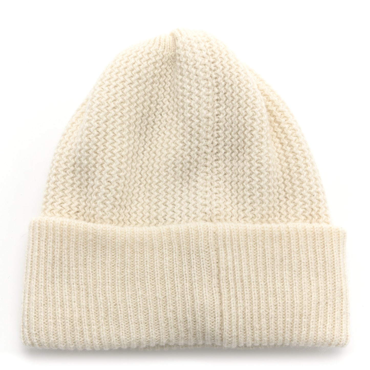 Cashmere Sequin Logo Beanie Hat Ivory Gold