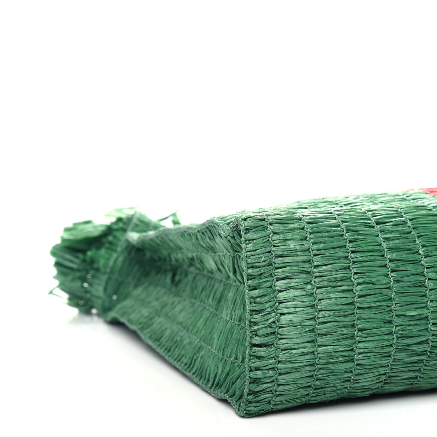 Raffia Linen Web Cestino Tote Bag Red Green