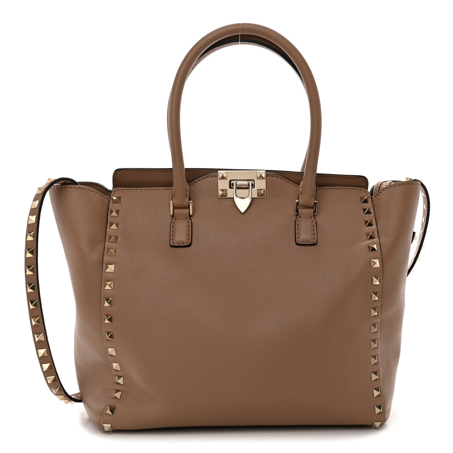 Vitello Rockstud Double Handle Tote Poudre