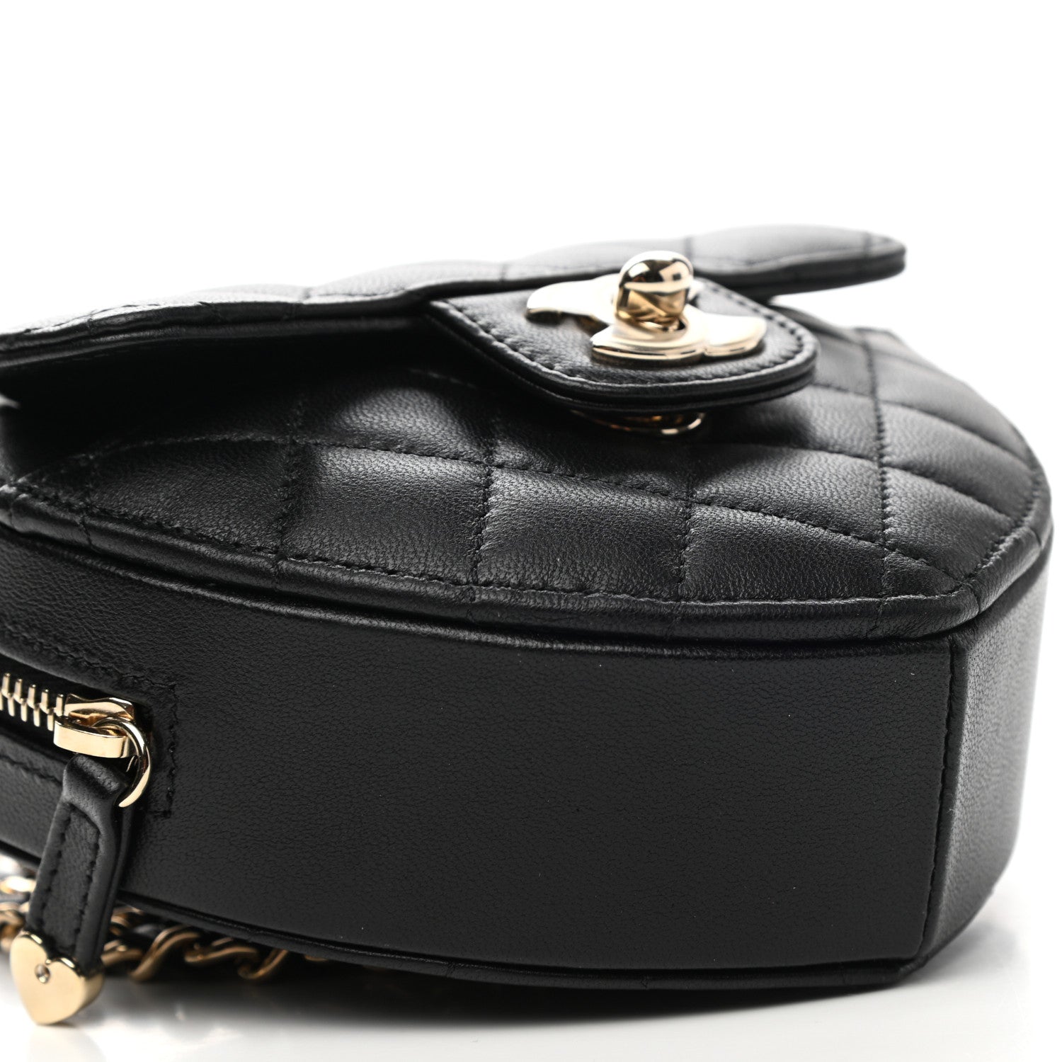 Chanel Lambskin Quilted CC In Love Heart Clutch With Chain Black 4 of 10