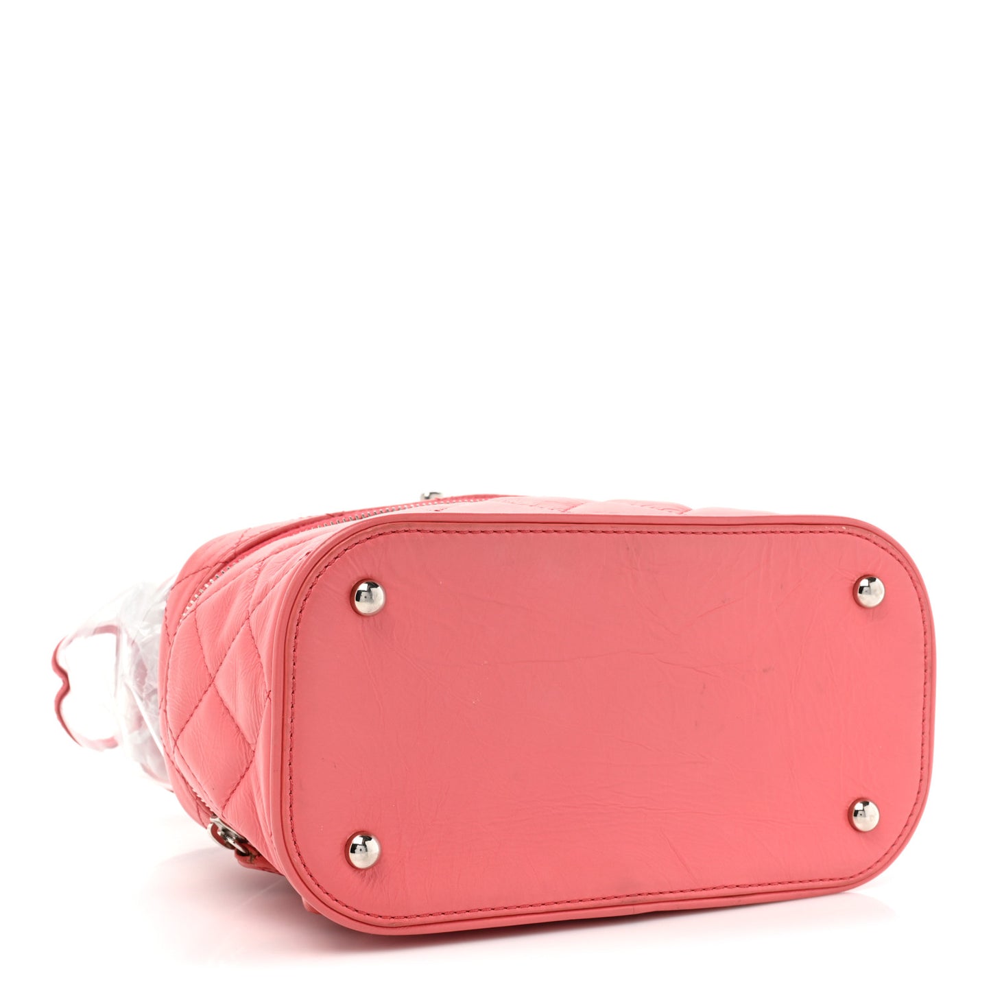 Crumpled Calfskin PVC Quilted Flap Pink