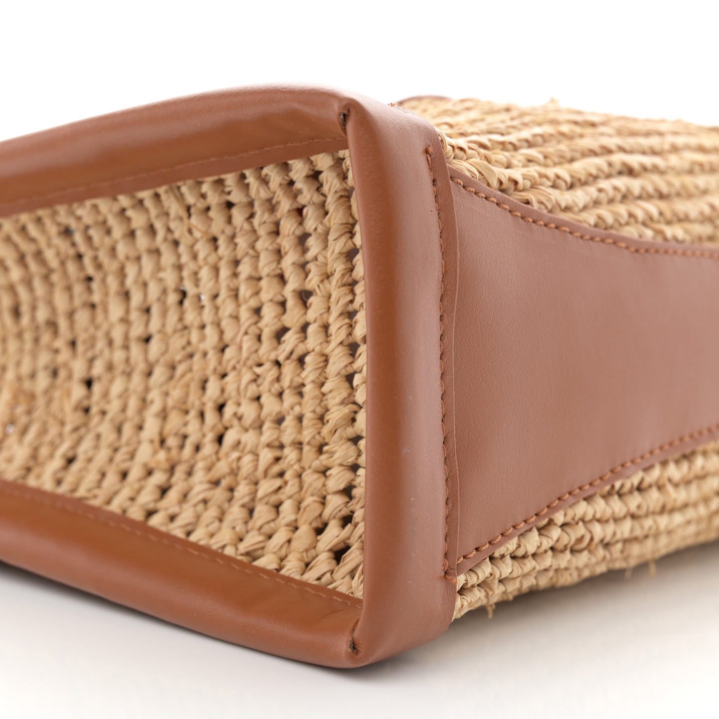 Raffia Calfskin Mini By My Side Tote Natural Cuoio