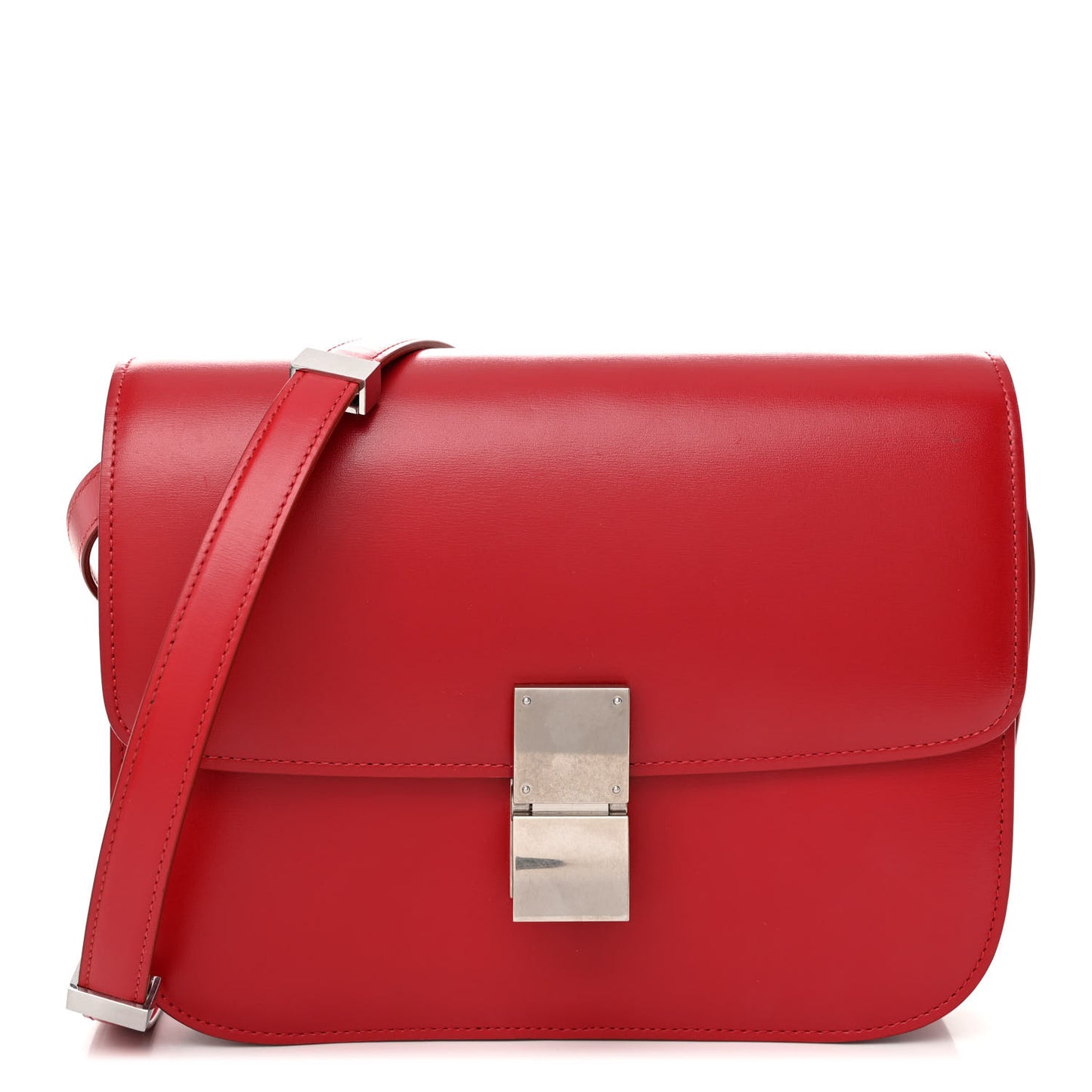 Box Calfskin Medium Classic Box Flap Bag Red