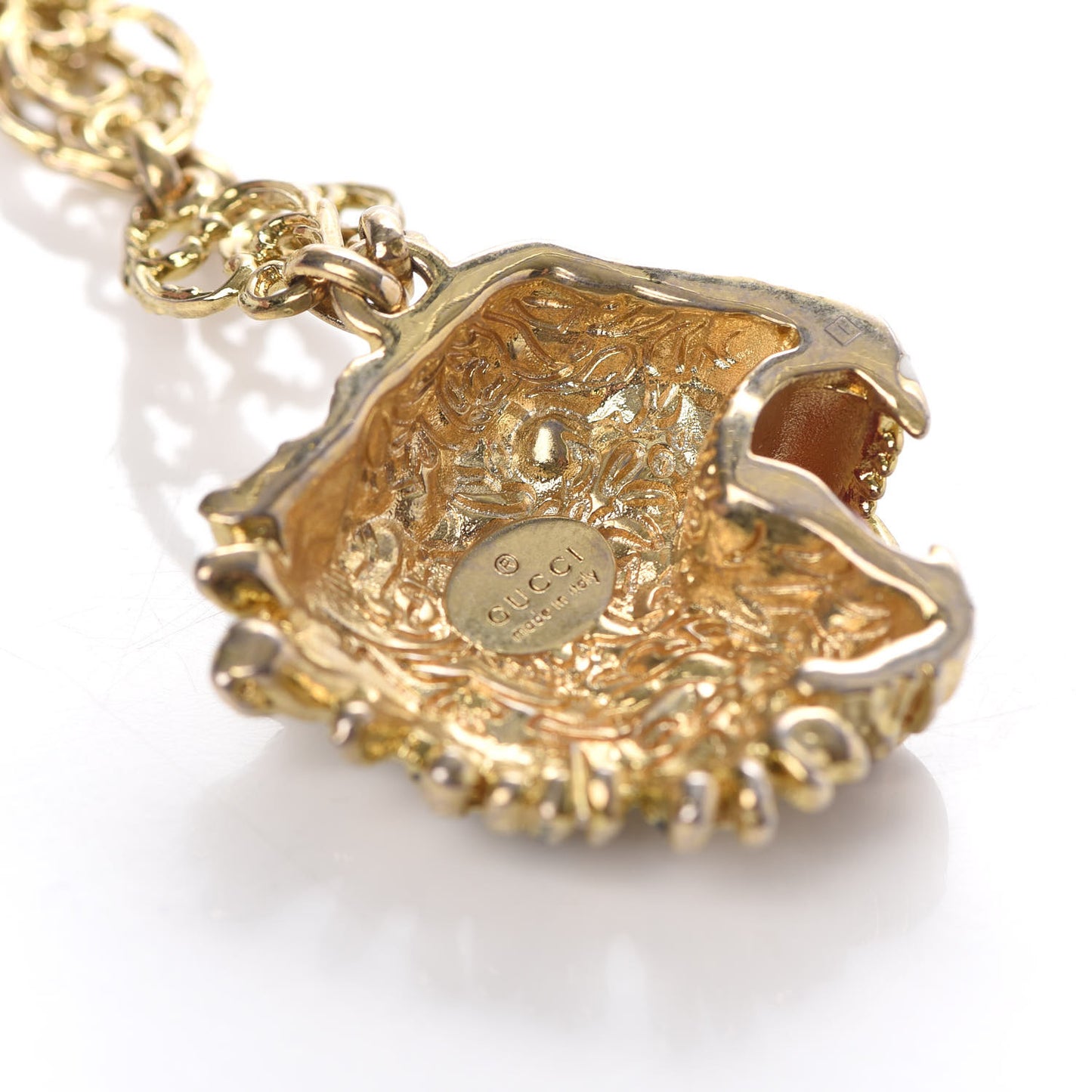 Metal Enamel Roaring Tiger Pendant Necklace Gold