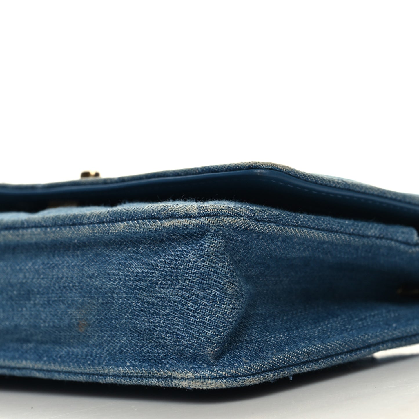 Denim Quilted CC Pearl Crush Wallet on Chain WOC Blue