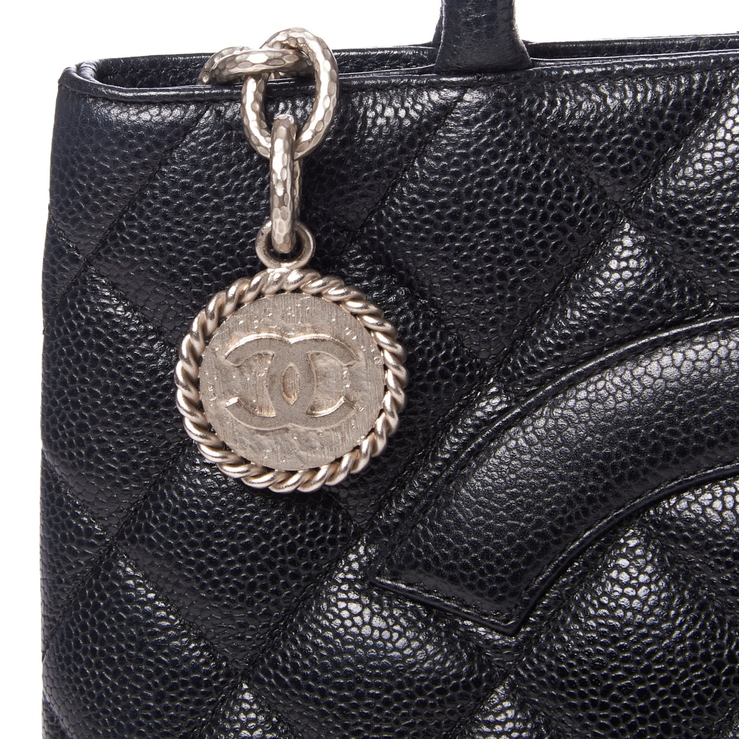 Caviar Quilted Medallion Tote Black