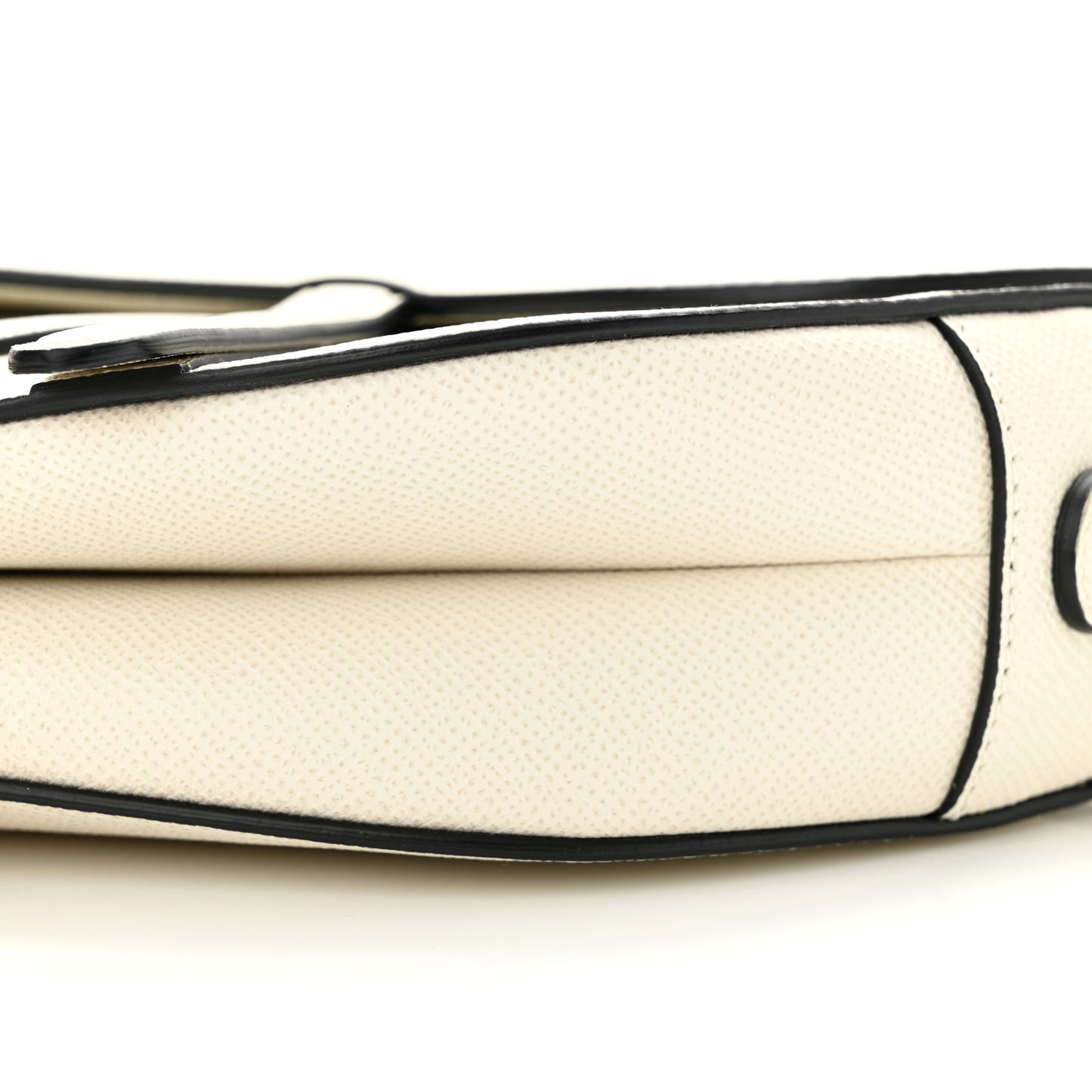 CHRISTIAN DIOR Grained Calfskin Saddle Bag White