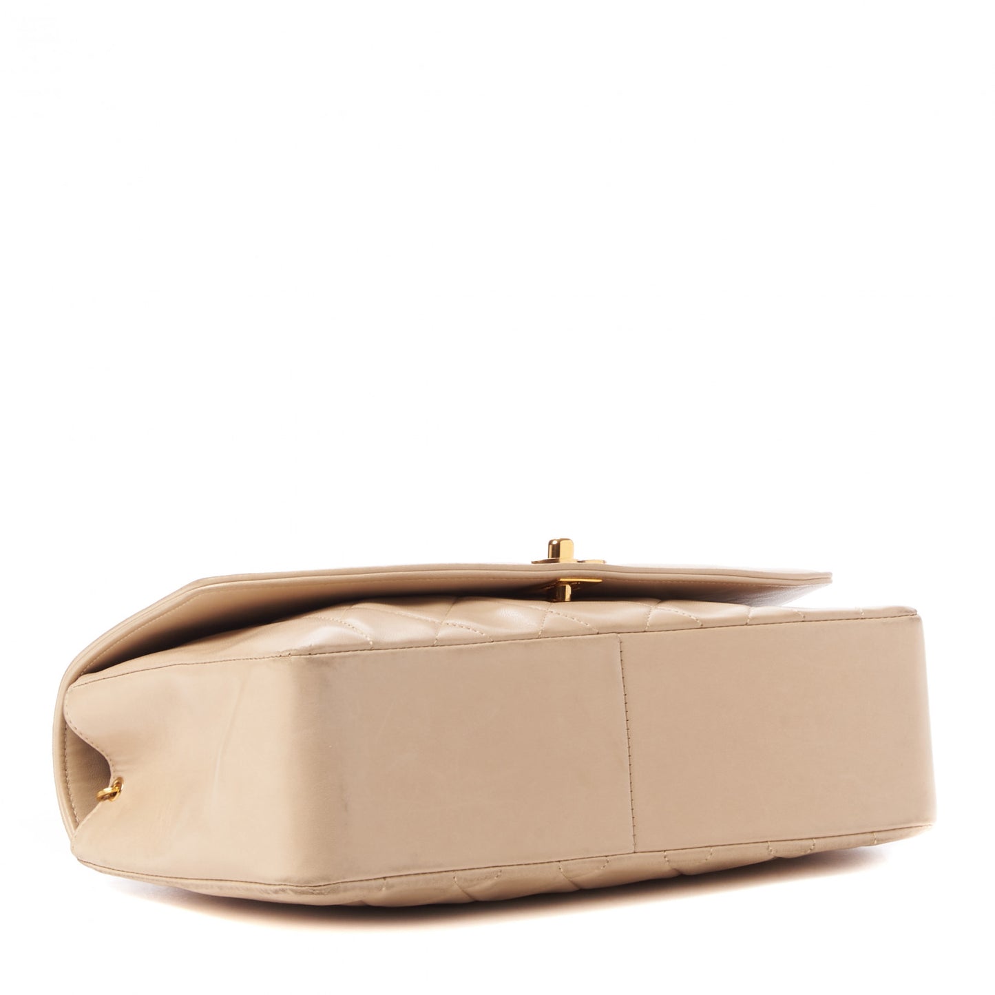 Lambskin Quilted Medium Single Flap Beige