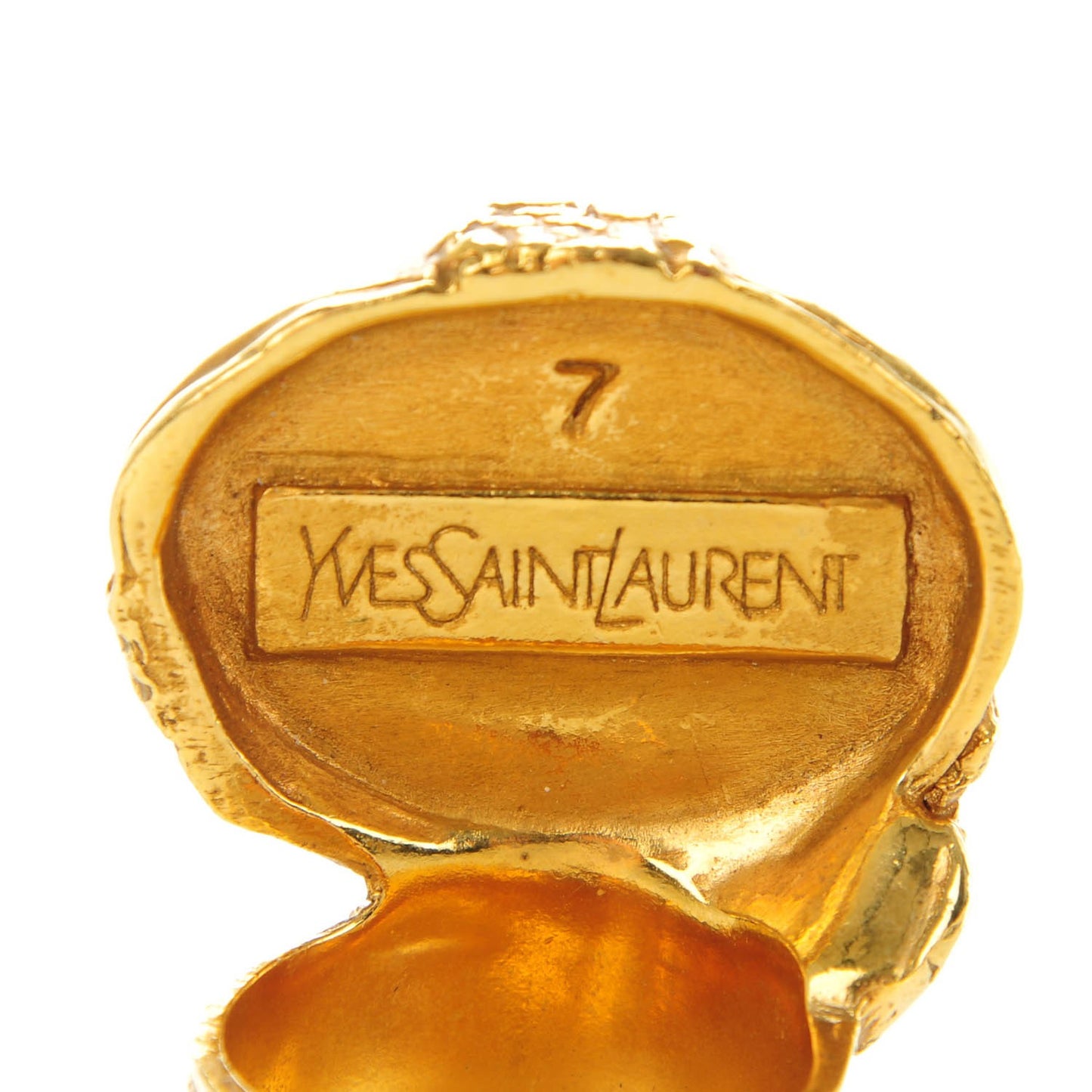 Glass Cabochon Arty Ovale Ring 7 Gold Lapis