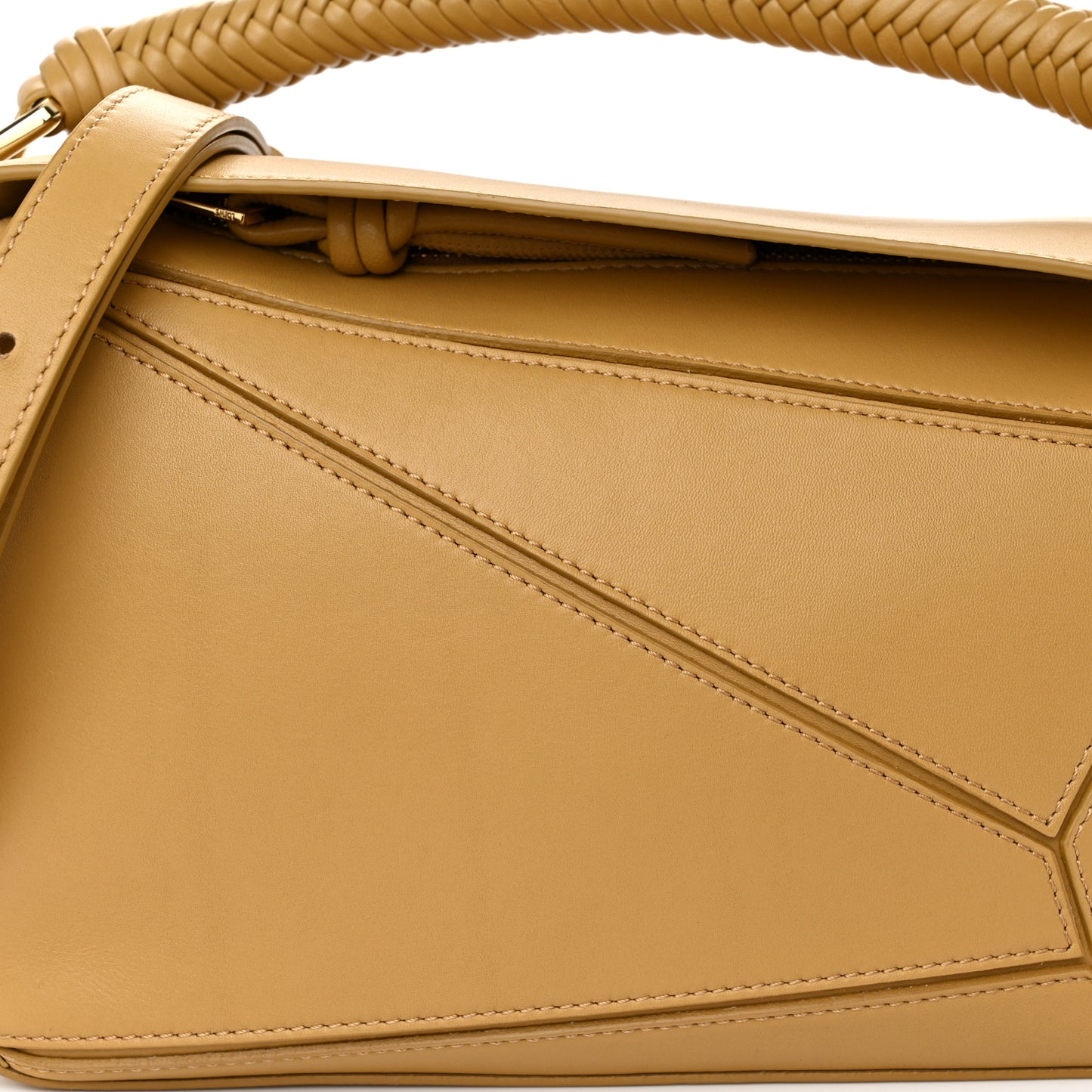 Calfskin Small Woven Puzzle Bag Sahara