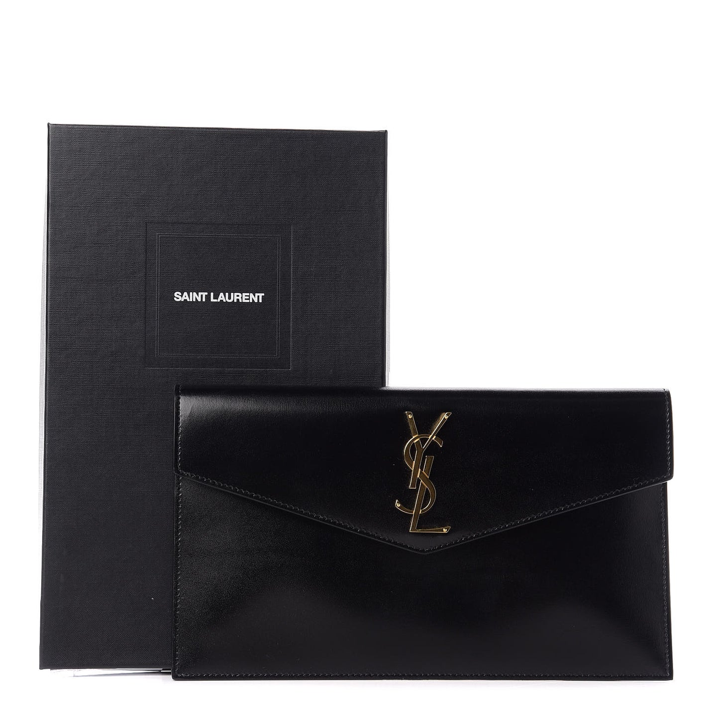Smooth Shiny Calfskin Monogram Uptown Pouch Black