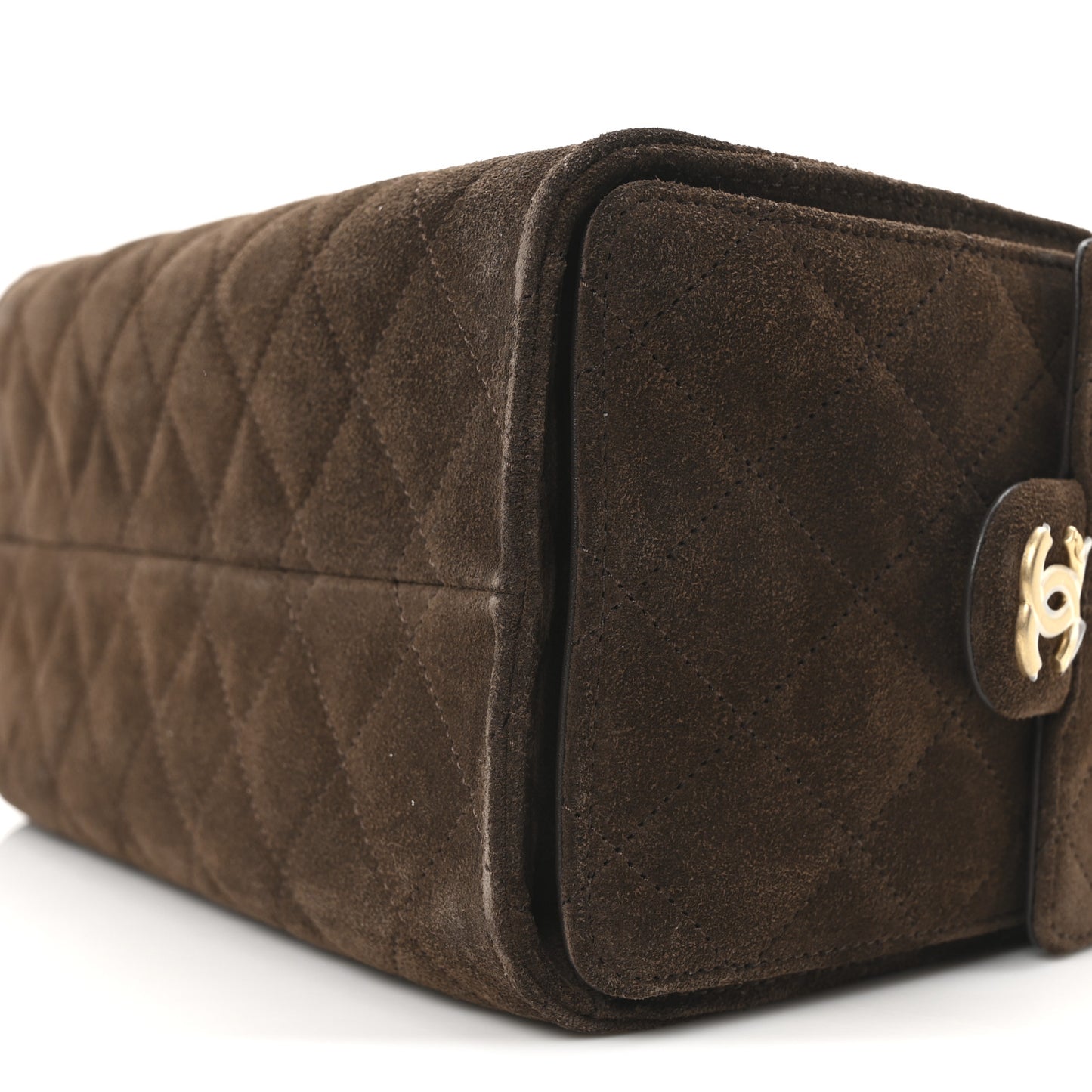 Suede Quilted Small Chanel 25 Handbag Dark Brown