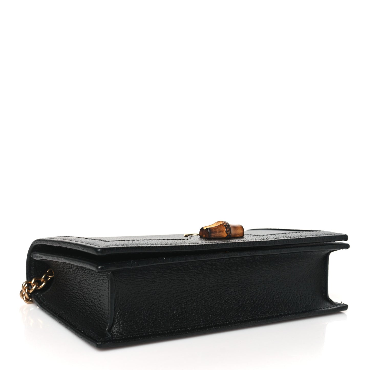Textured Dollar Calfskin Mini Diana Chain Bag Black