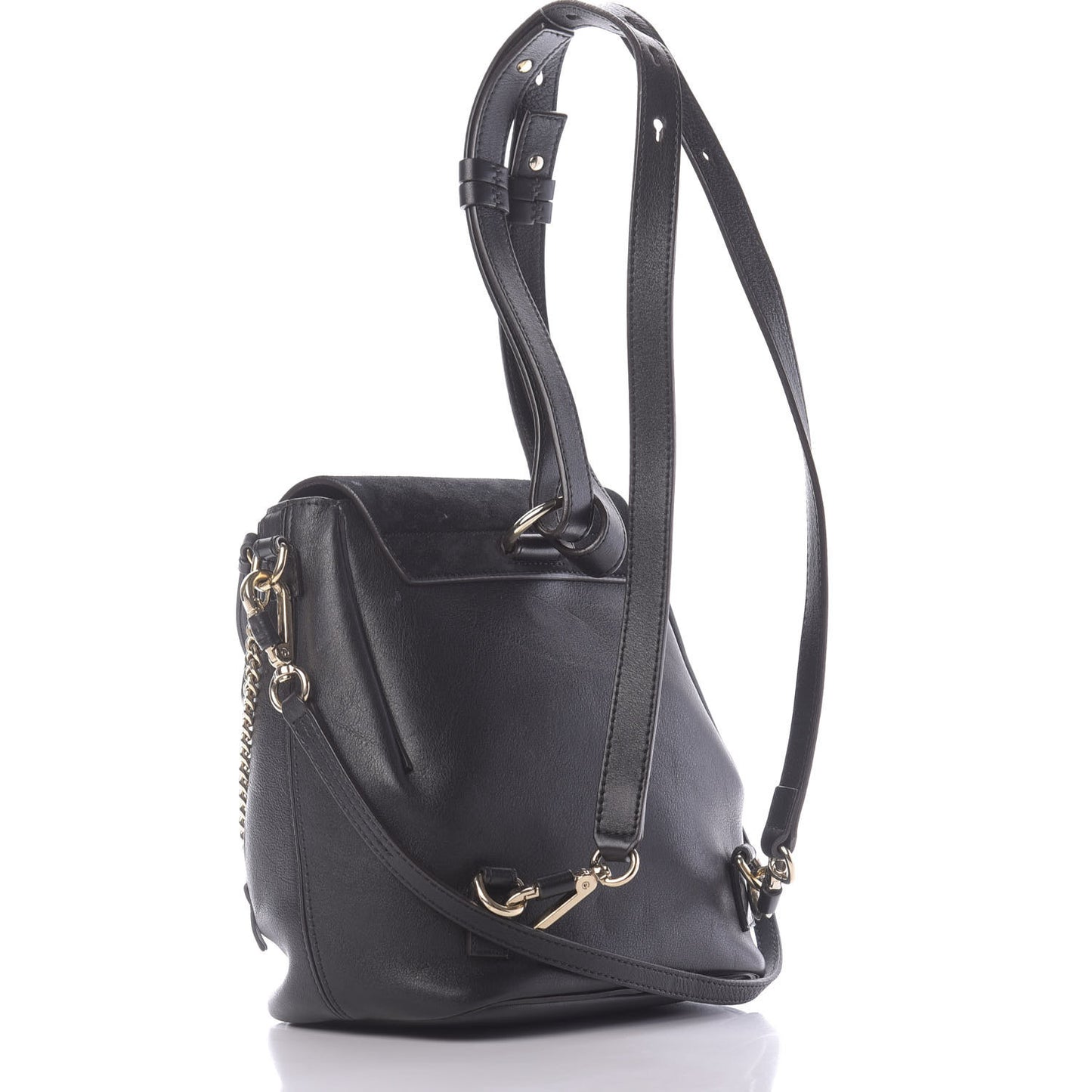 Suede Calfskin Small Faye Backpack Black