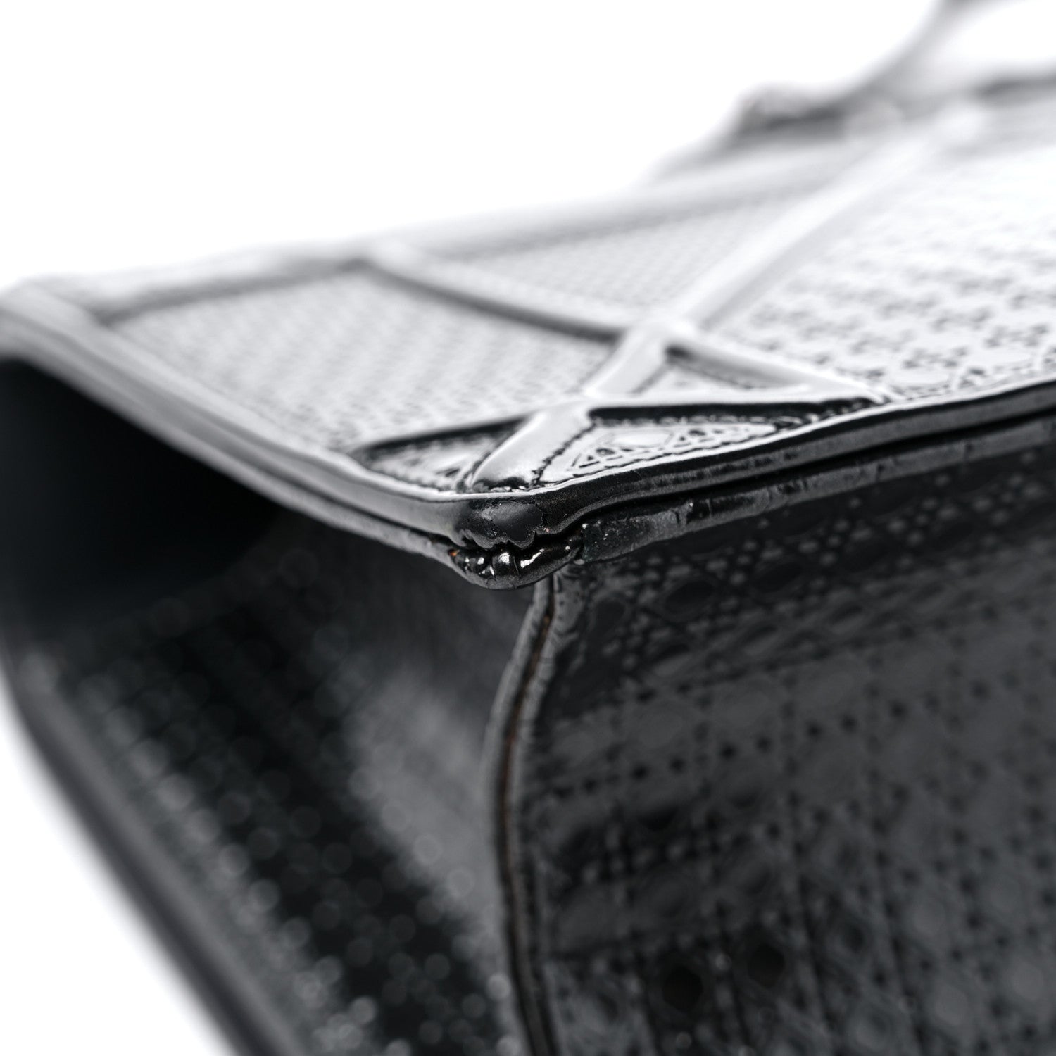 Christian Dior Metallic Patent Micro-Cannage Medium Diorama Flap Bag Onyx Black 9 of 13