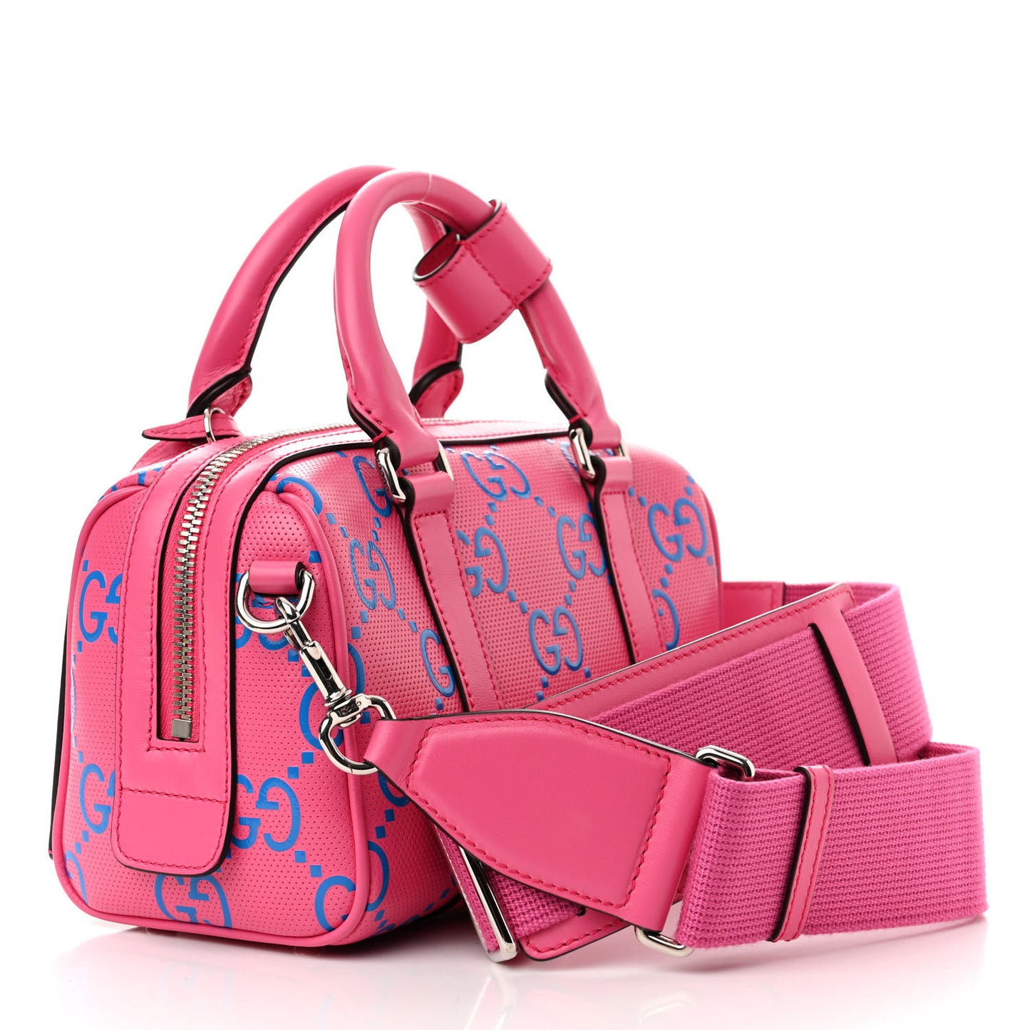 Calfskin GG Tennis Bi-Color Embossed Mini Duffle Bag Modern Fucsia Modern Blue