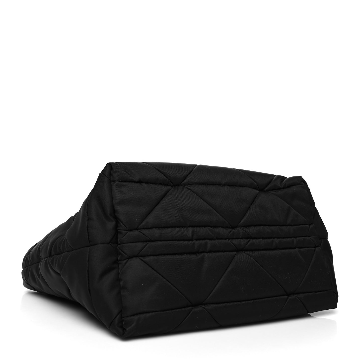 Re-Nylon Nappa Triangle Quilted Padded Small Double Handled Zip Tote Black