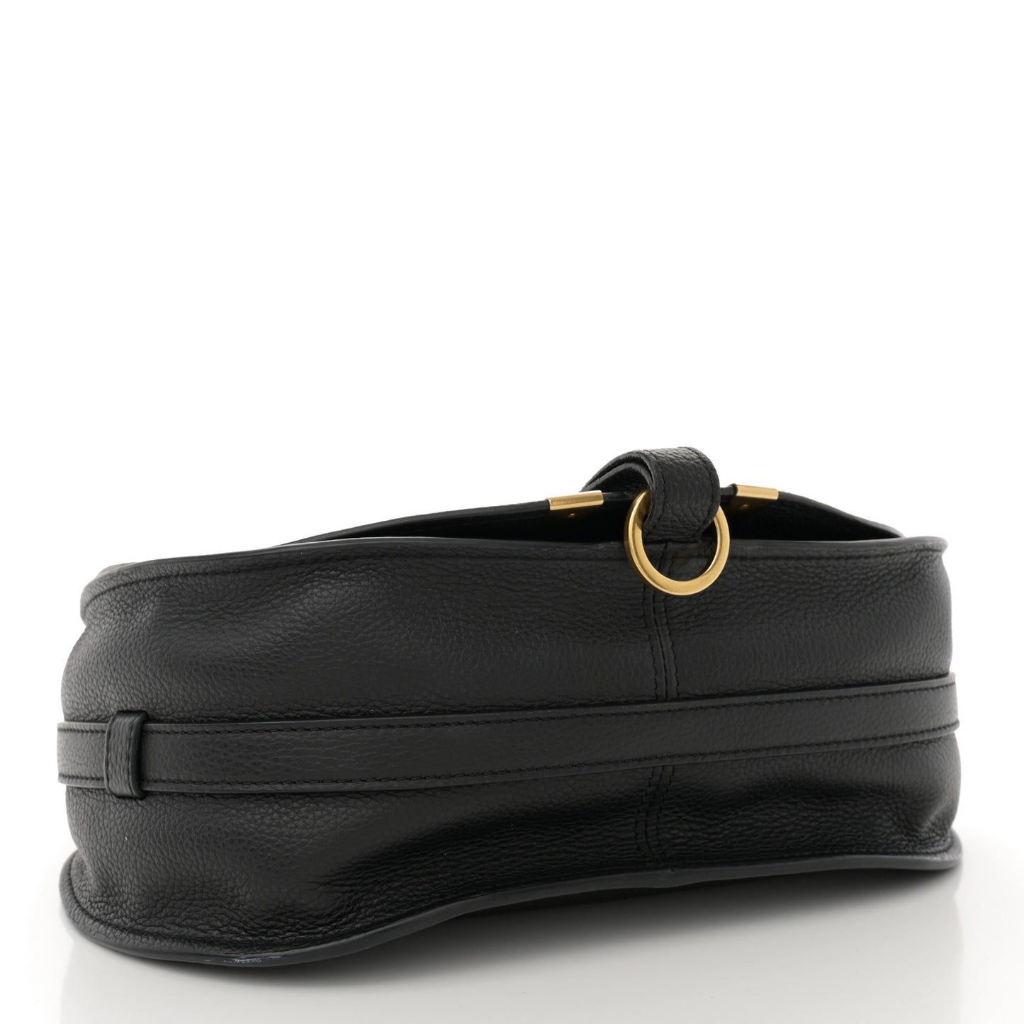 Calfskin Medium Marcie Round Crossbody Bag Black